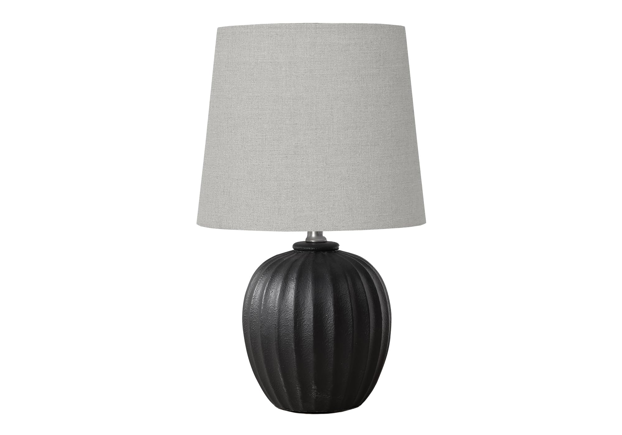 Monarch Specialties Table Lamp I 9868, 19in H, Black Resin, Grey Shade, Transitional Design