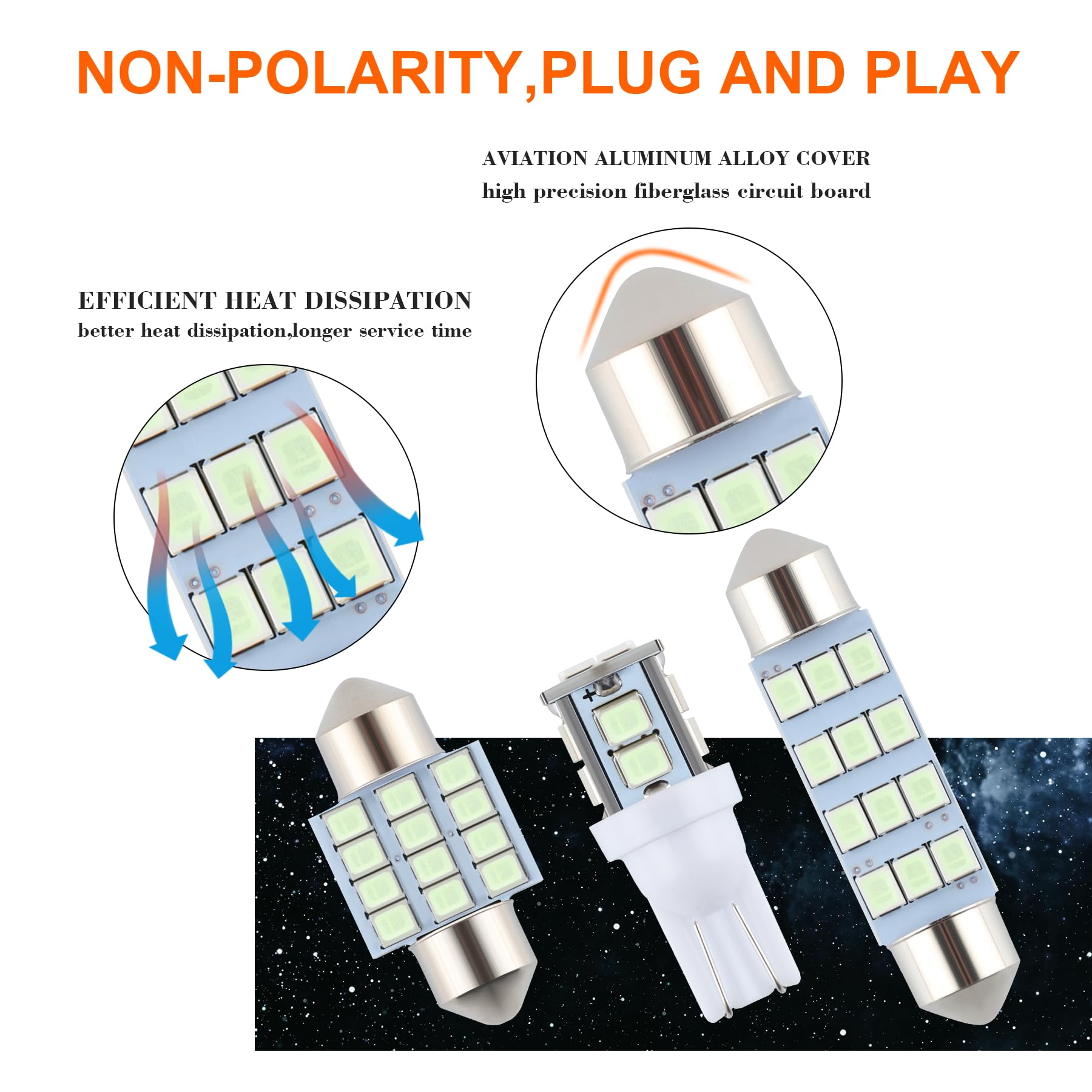 Ifunyled 24 Pieces Dome Light Led Car Interior Bulb Kit Set 194 T10 De3175 578 31Mm 42Mm Bulbs Interior Replacement Lights For C