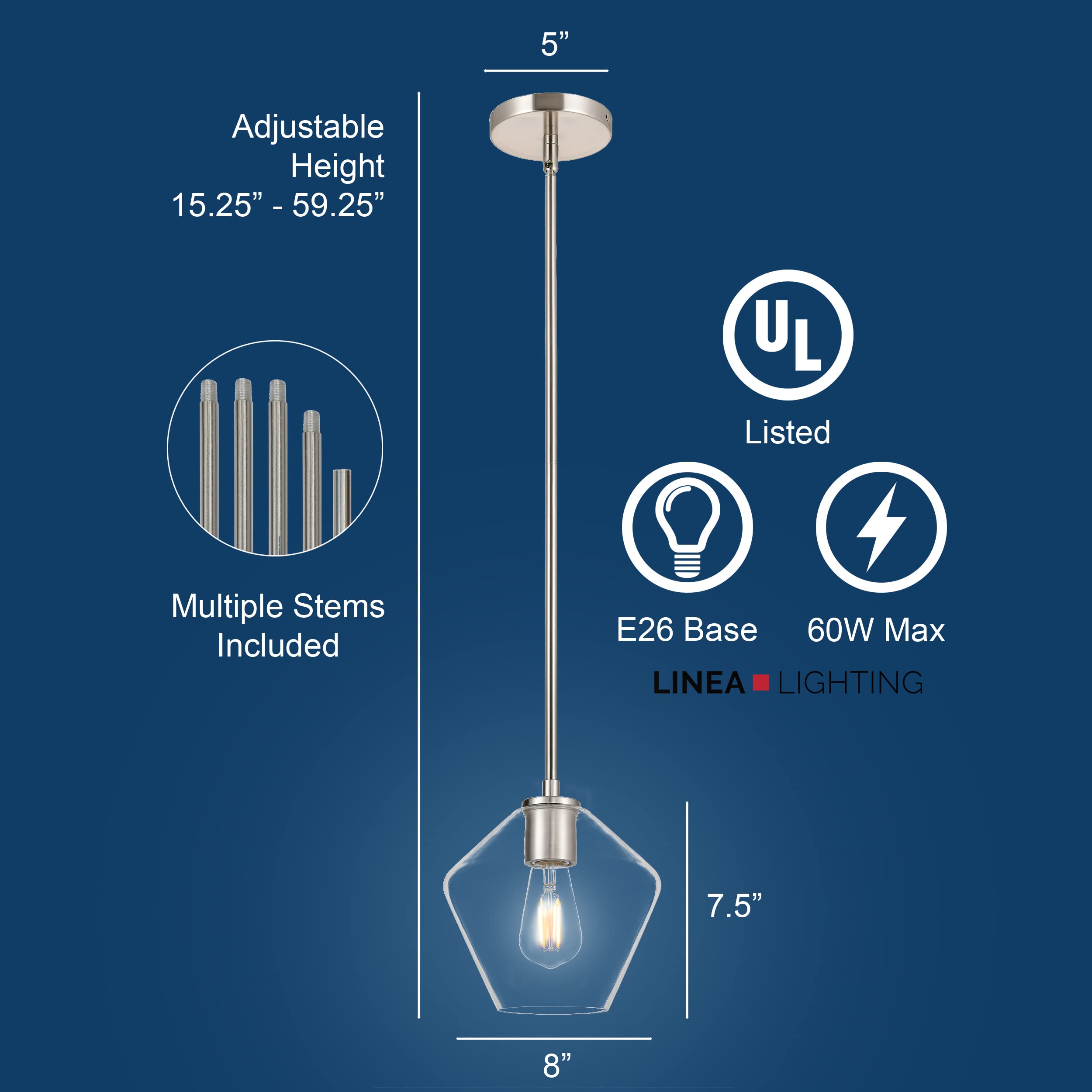 Linea Di Liara Macaria Modern Glass Farmhouse Pendant Lighting For Kitchen Island And Over Sink Lighting Fixtures Brushed Nickel