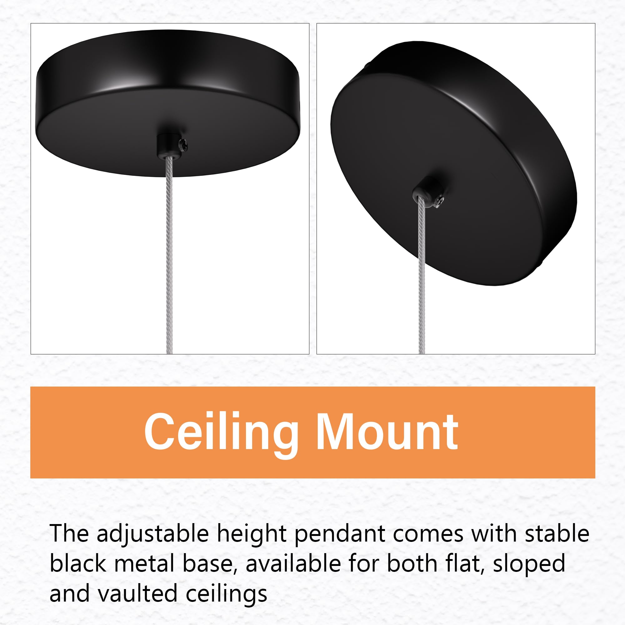 Esfos Kitchen Island Pendant Lights, 3 Pack Brushed Black Crystal Bubble, Integrated LED, Model L11-3-BK, 6500K