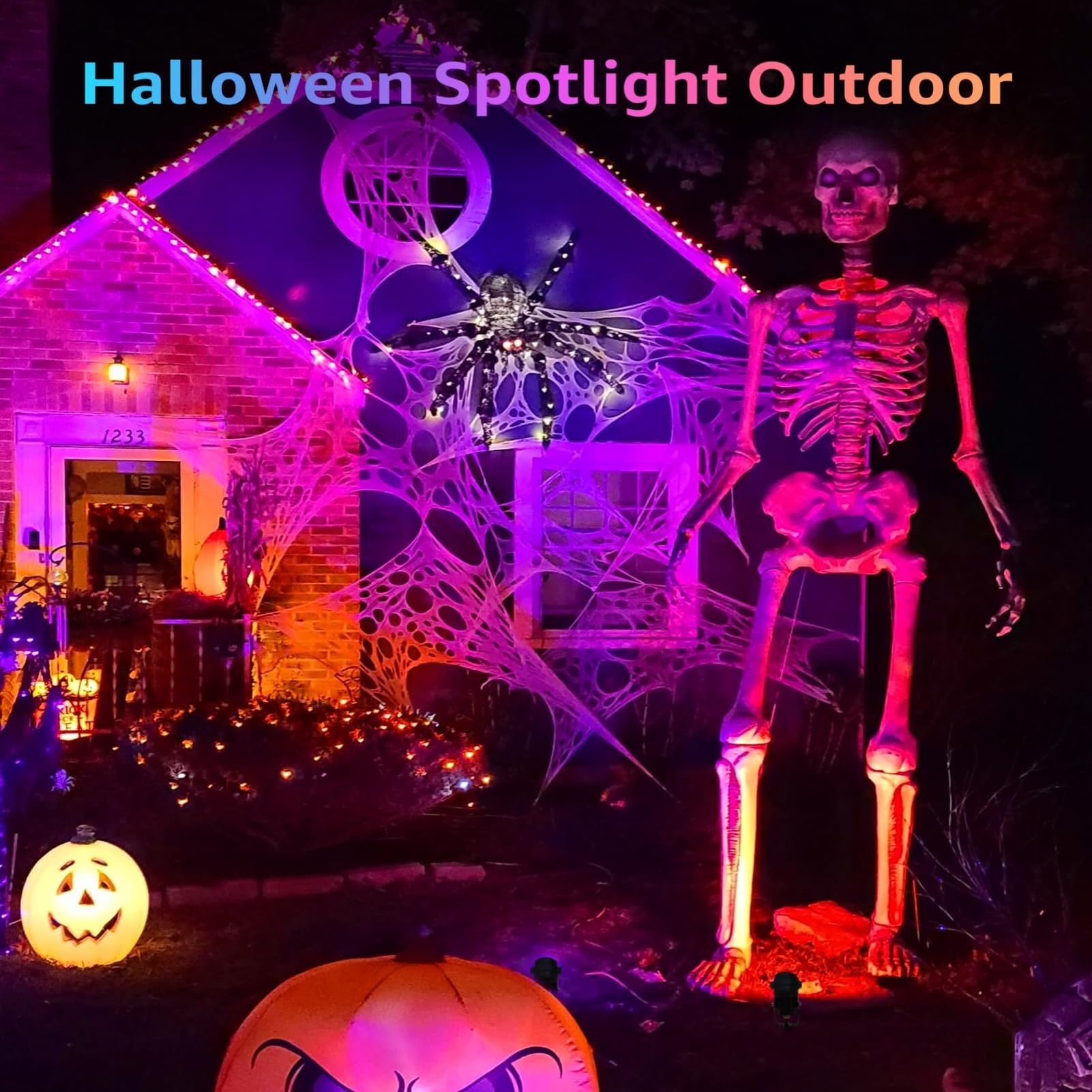 Halloween Christmas Spotlight Outdoor Color Changing Landscape Spotlights 12W Rgbw Led Outdoor Spot Lights For Yard Garden Decor Waterproof 110V Plug In Landscape Lighting With Remote 2 Packs