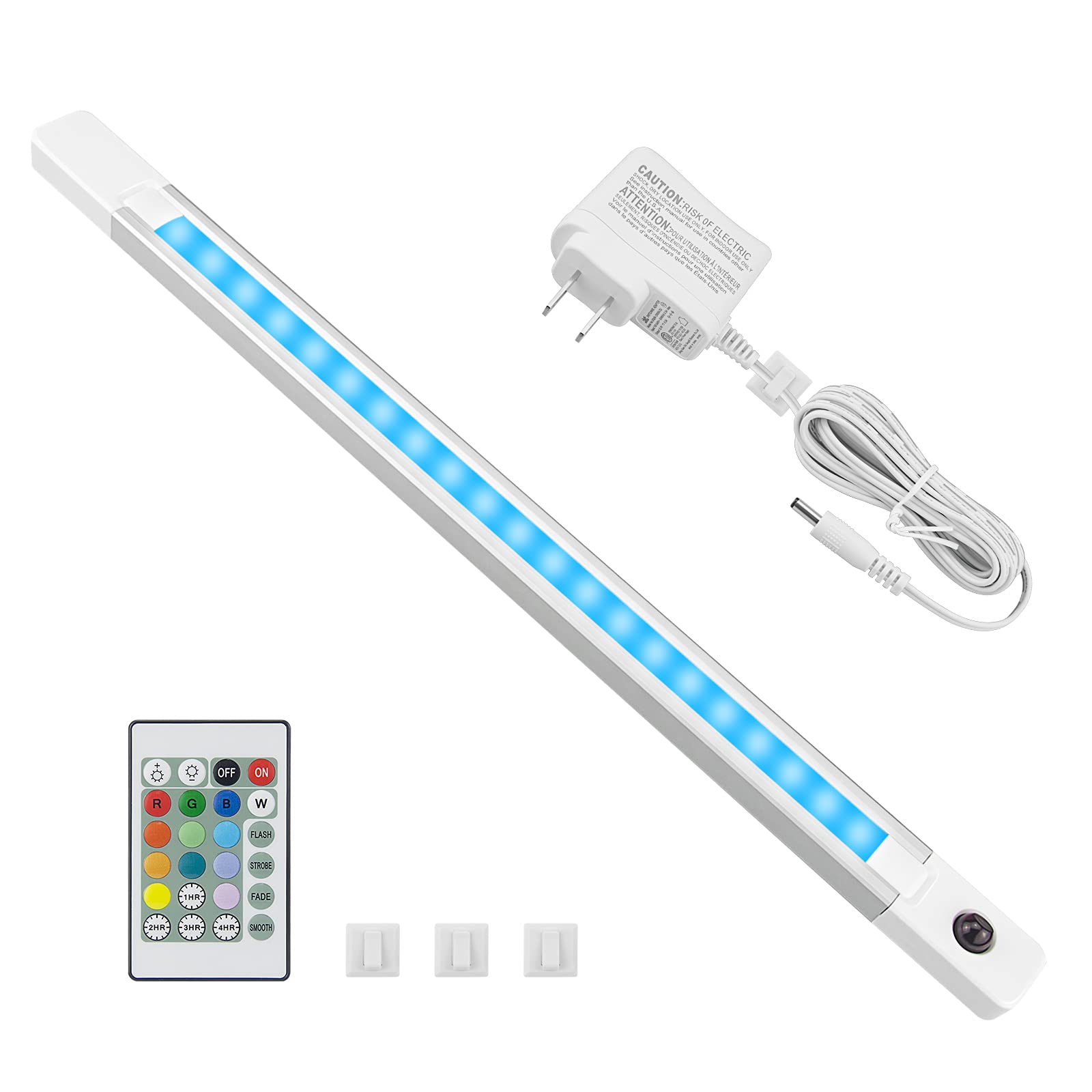 BIGMONAT Under Cabinet Light with Remote, RGB LED Color Changing, Plastic, Timer for Kitchen, Shelf, Closet, Desk, TV Stand