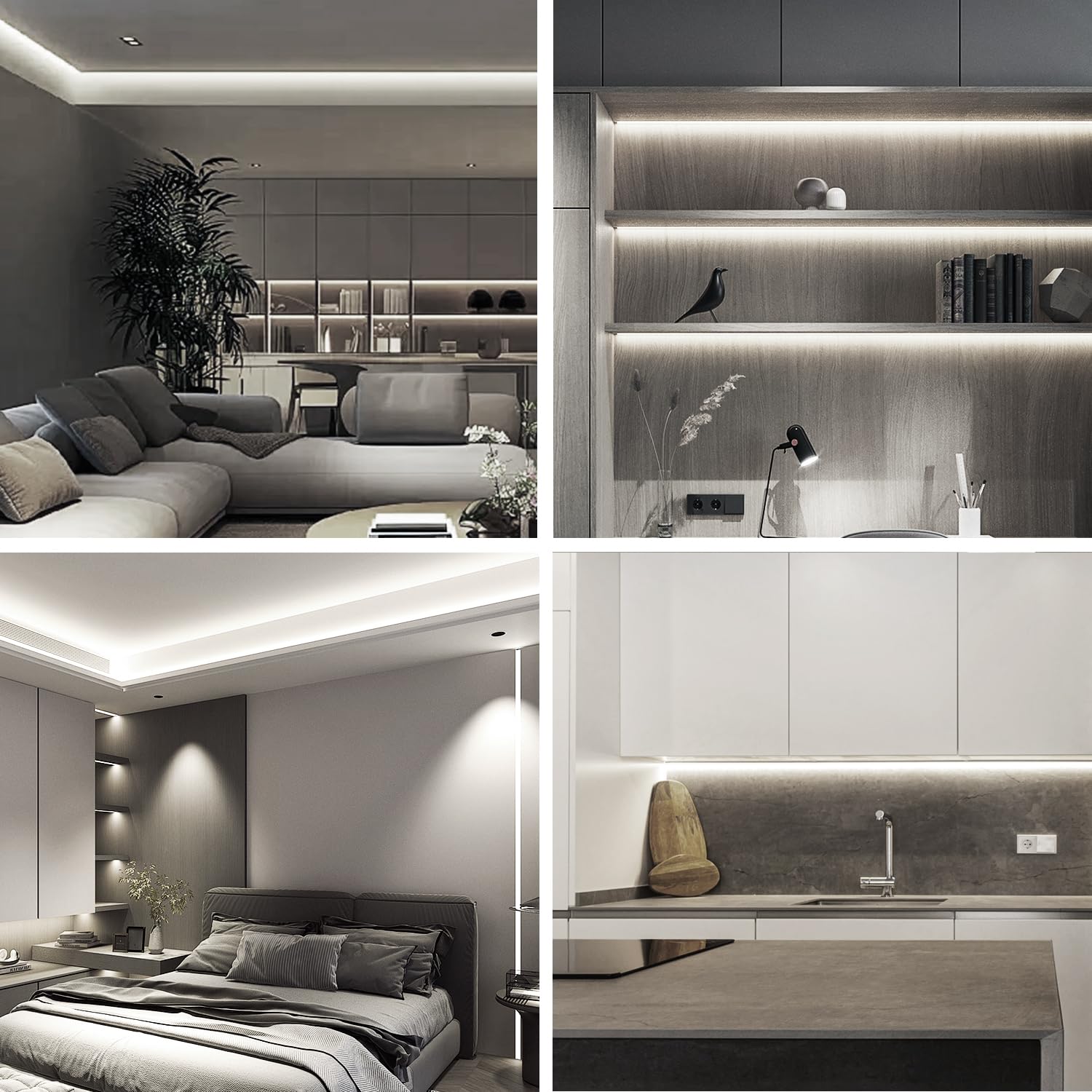 Yeewhale 32.8Ft Cob Led Strip Light White Dimmable Dc 24V 6000K Flexible Led Tape Light For Bedroom, With Remote And App Control Led Tape Lights,For Diy Home Decoration(White