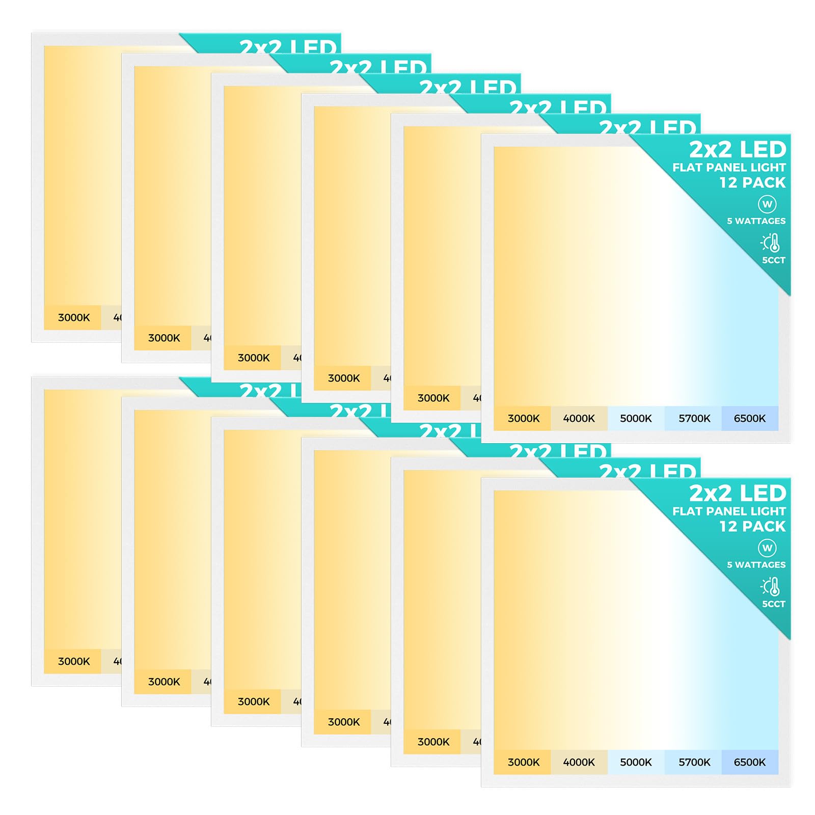 Aphyni 12 Pack 2X2 Led Flat Panel Light, Dimmable Kitchen Flush Mount Ceiling Light Panel,Bright 6500Lm,Dimmable,Selectable Feat