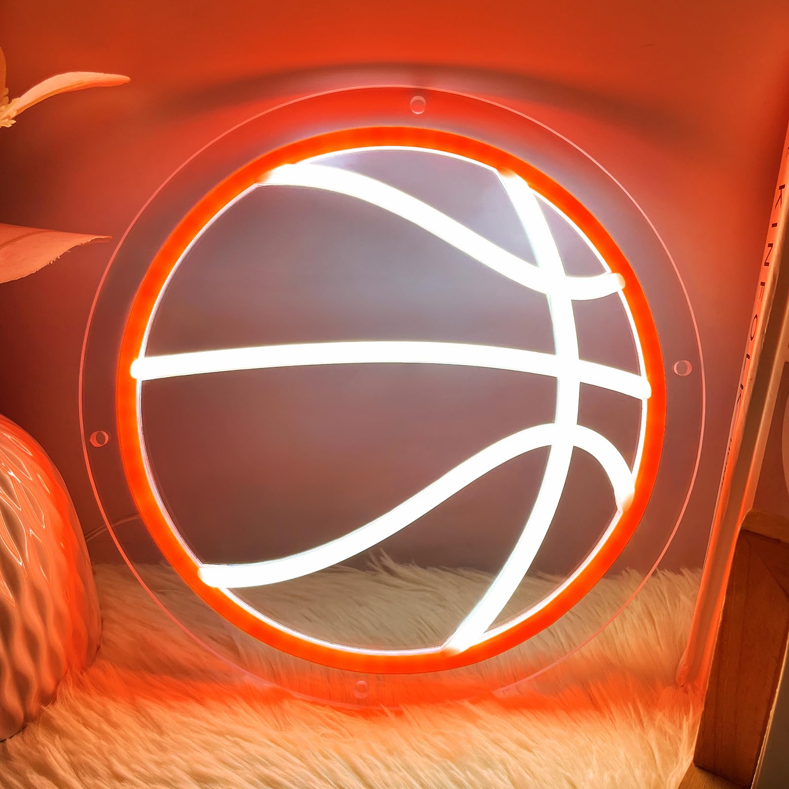 Mupanvid Basketball Neon Sign  9.84?9.84 Inch Basketball Led Neon Light  Powered By Usb With Dimmable Switch  Sport Led Sign For Wall Decor  Bedroom Birthday Signs Kids Gift