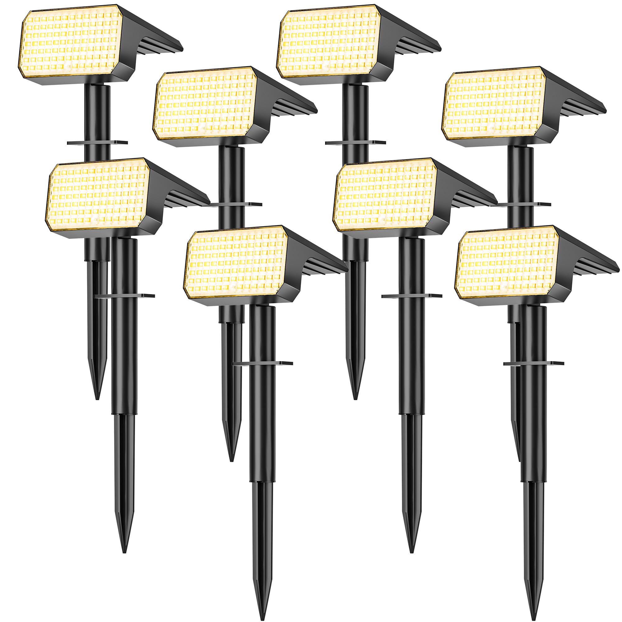 LANSOW Solar Spot Lights Outdoor Waterproof IP67, (8 Pack/90 LED/4 Modes) Solar Landscape Spotlights, 2-in-1 Solar Powered Flood