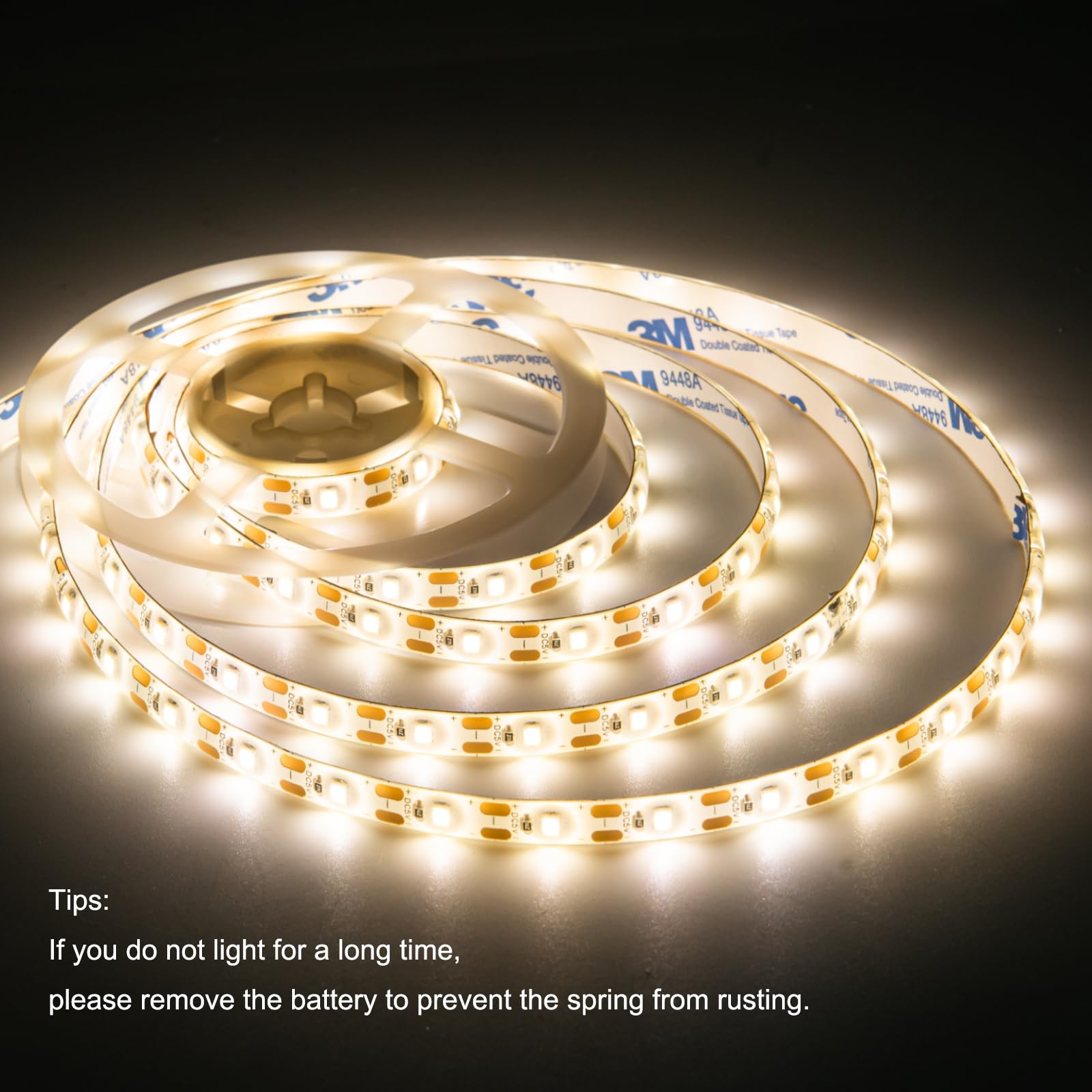 Marreal 13.2ft Battery Powered LED Strip Lights, Warm White, Dimmable with Remote, Waterproof, Cuttable for Bathroom, Kitchen, Fish Tank