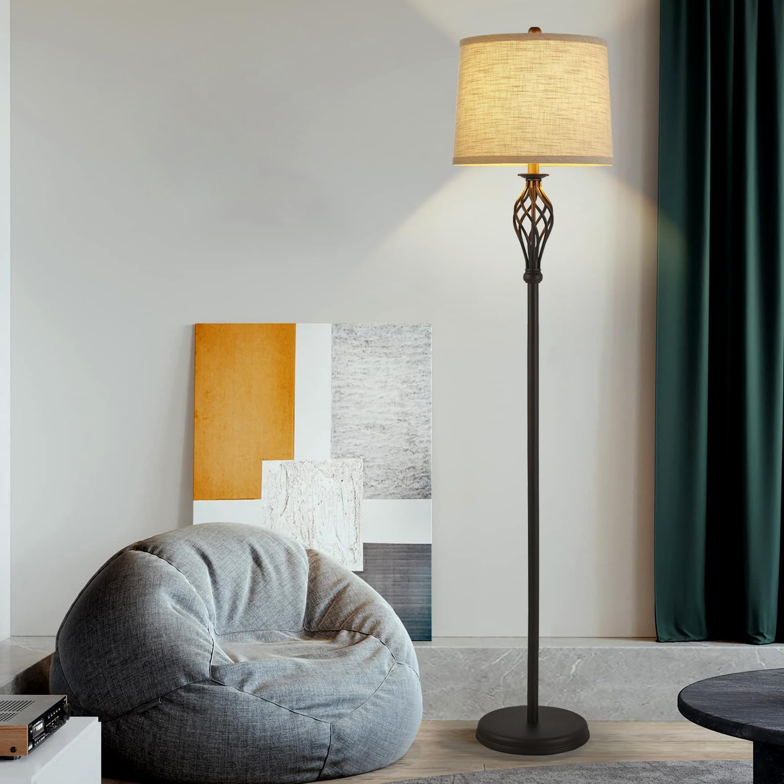 Set Of 2 Drum Lamp Shade 11.6'' Top X 12.6'' Bottom X 9.8'' High (Spider) Oatmeal Linen For Table Lamps & Floor Lamps Replacemen