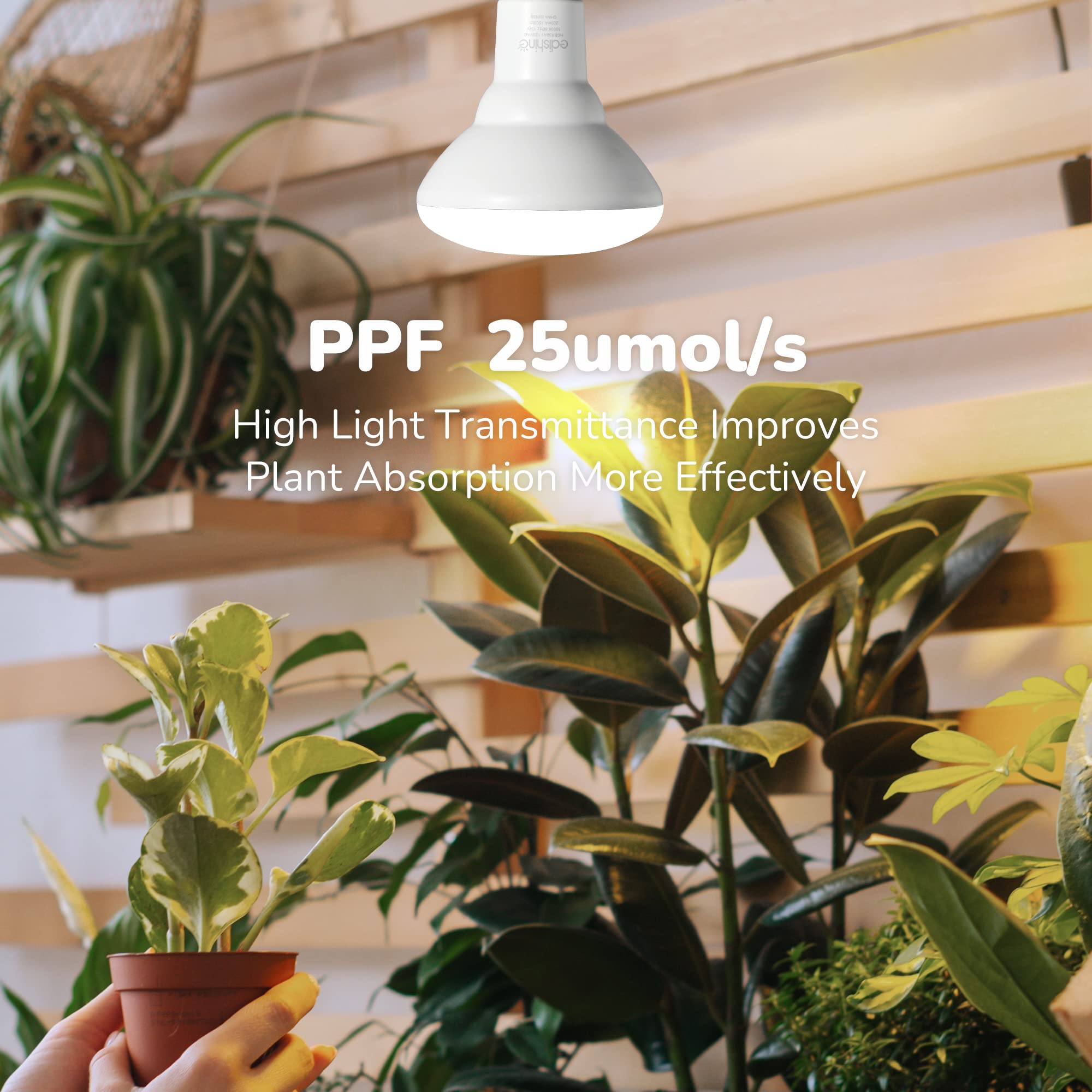 EDISHINE 2-Pack Full Spectrum LED Grow Light Bulb, 11W Plant Light for Indoor Plants, Seedlings, Greenhouse, Hydroponic, E26 Bas