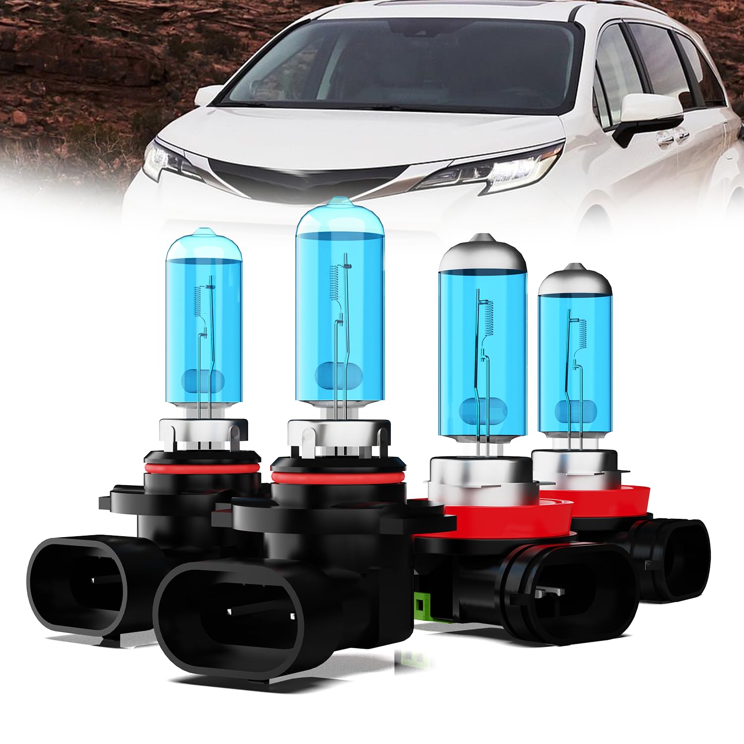 TTDBDAN Headlight Bulbs Compatible with 2011-2020 Toyota Sienna Halogen Headlight Bulbs,9005/HB3/H10 High Beam & H11/H8/H9 Low B