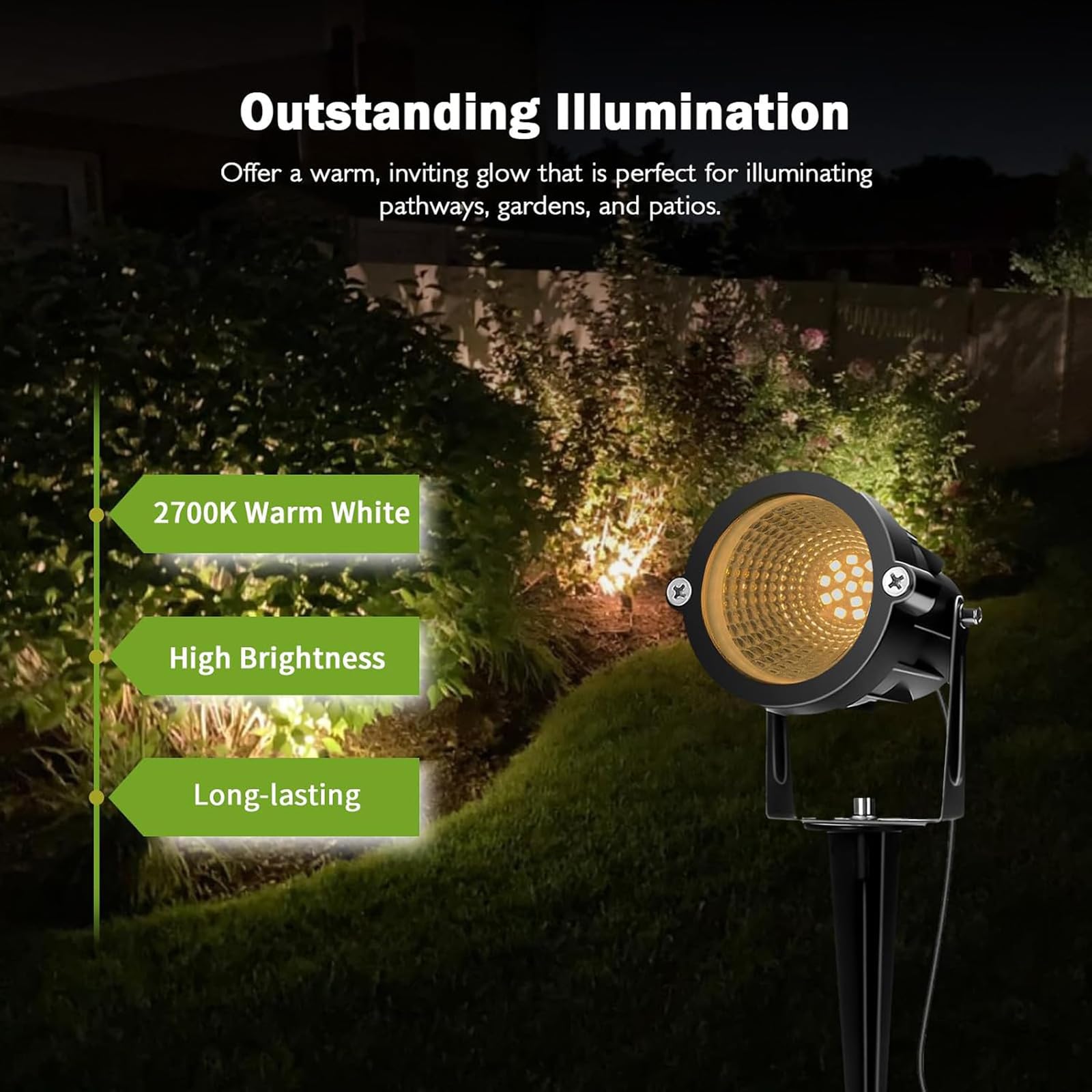 REEGOLD Low Voltage Landscape Lights, 10W 12/24V, Warm White, IP65 Waterproof, 16 Pack, Aluminum Outdoor Spotlight