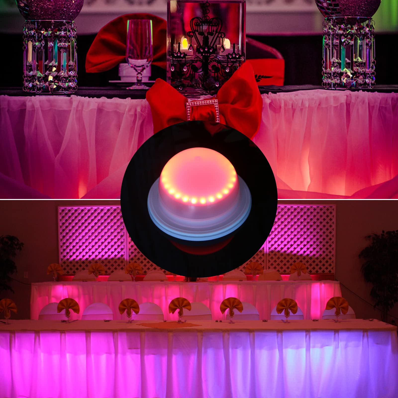 Acmee 4 Pack Led Under Table Lights For Parties - Rgb Event Lighting For Weddings Floor, Remote Control Uplighting For Cocktail