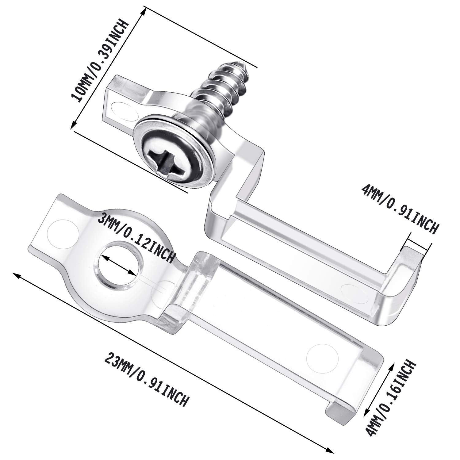 Mudder 200 Pieces Led Strip Light Clips Mounting Bracket Fixing Clip, One Side Fixing Clips With 200 Pieces Screws For Fixing 10