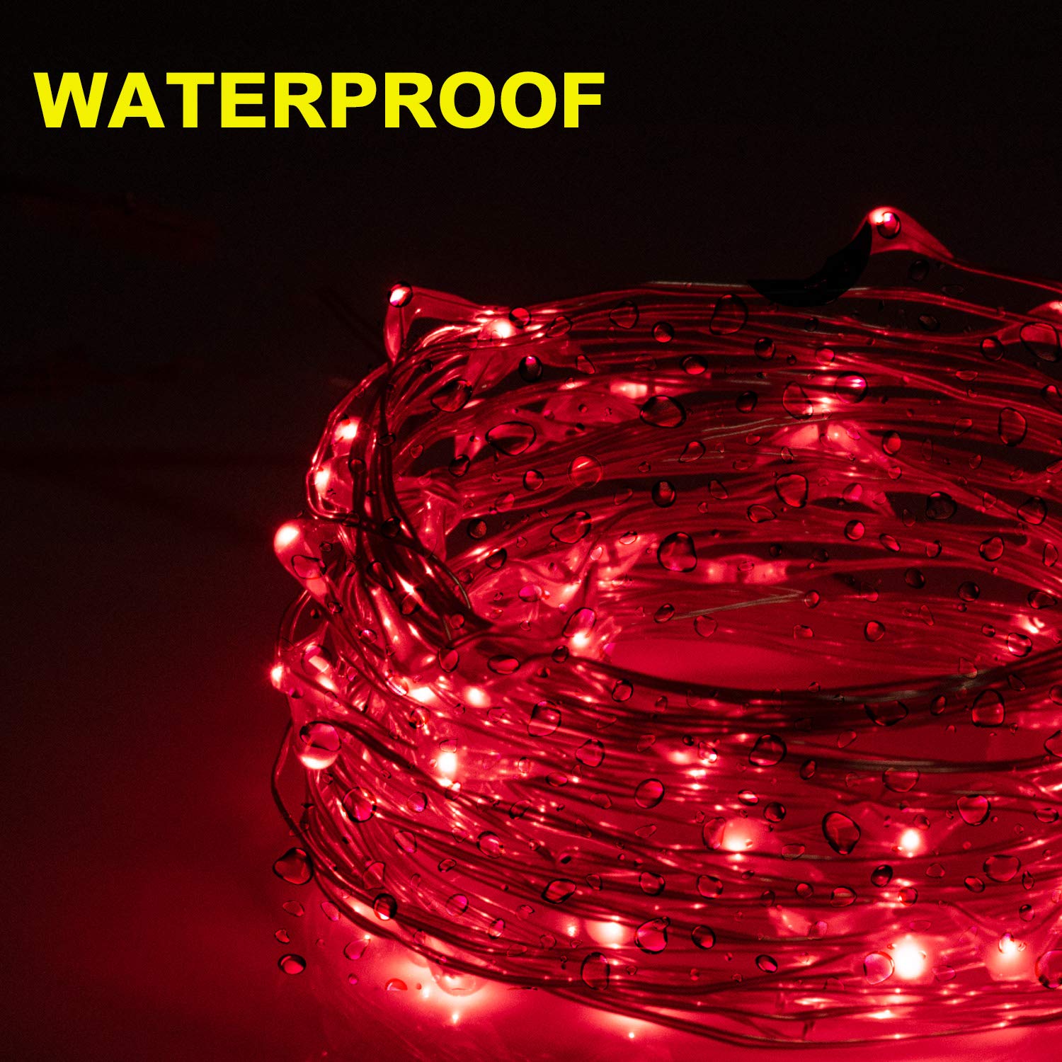 ITART Micro LED String Lights 20 LED 6FT Battery Powered Red Fairy Lights 8 Pack, Ultra Thin Silver Wire, Model SL2M168
