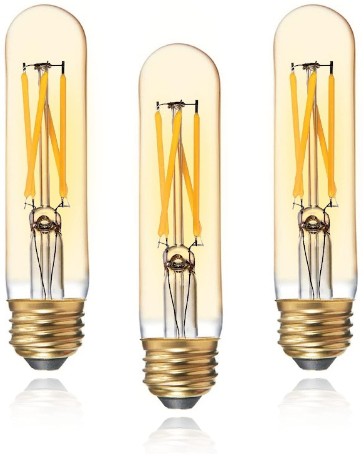 Short T10 Led Bulb, 5In Vintage Edison Dimmable Bulb 6W 2700K Warm White Tubular Bulbs, E26 Medium Base Amber 600Lm 40W Equivale