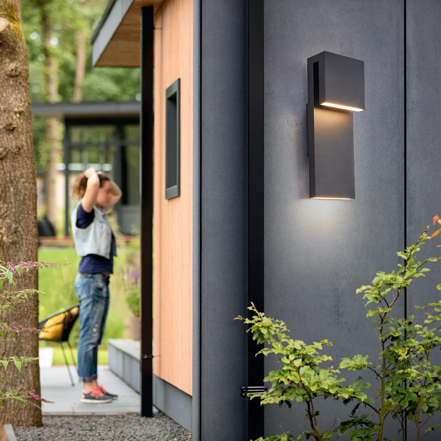 Tarentlight Modern LED Outdoor Wall Sconce 3000K 17W Black Iron, Anti-Rust, Wet Location, Easy Install, Model W2304LED-BK