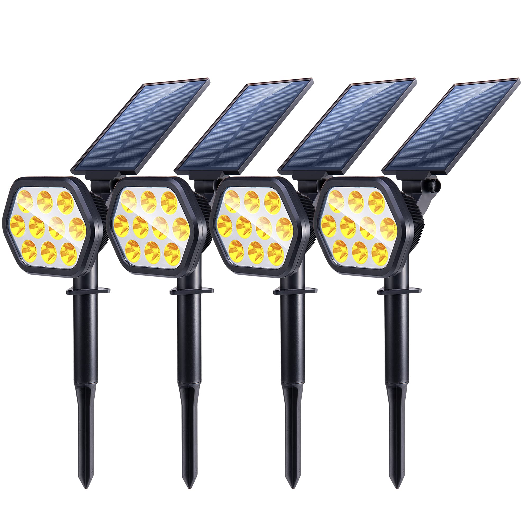 Nekteck Solar Landscape Spotlights, 10 LED, Warm White, 4 Pack, well-made Plastic, Model BSV-SL010