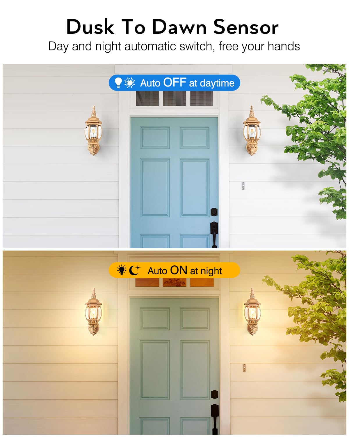 Vianis 2 Pack Dusk To Dawn Porch Lights Outdoor, Gold Exterior Wall Lantern Wall Sconce, Modern Outdoor Wall Lamps Coach Lights