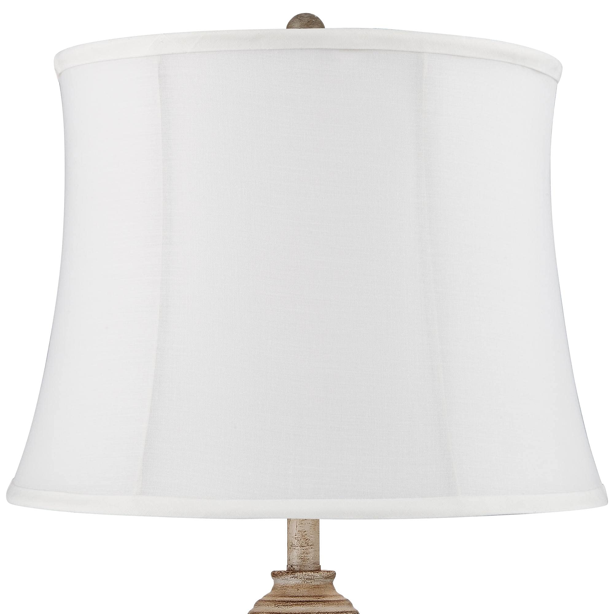 360 Lighting Lynn Country Cottage Rustic Buffet Table Lamps 26 3/4'' Tall Skinny Set Of 2 Light Beige Wood White Fabric Softback
