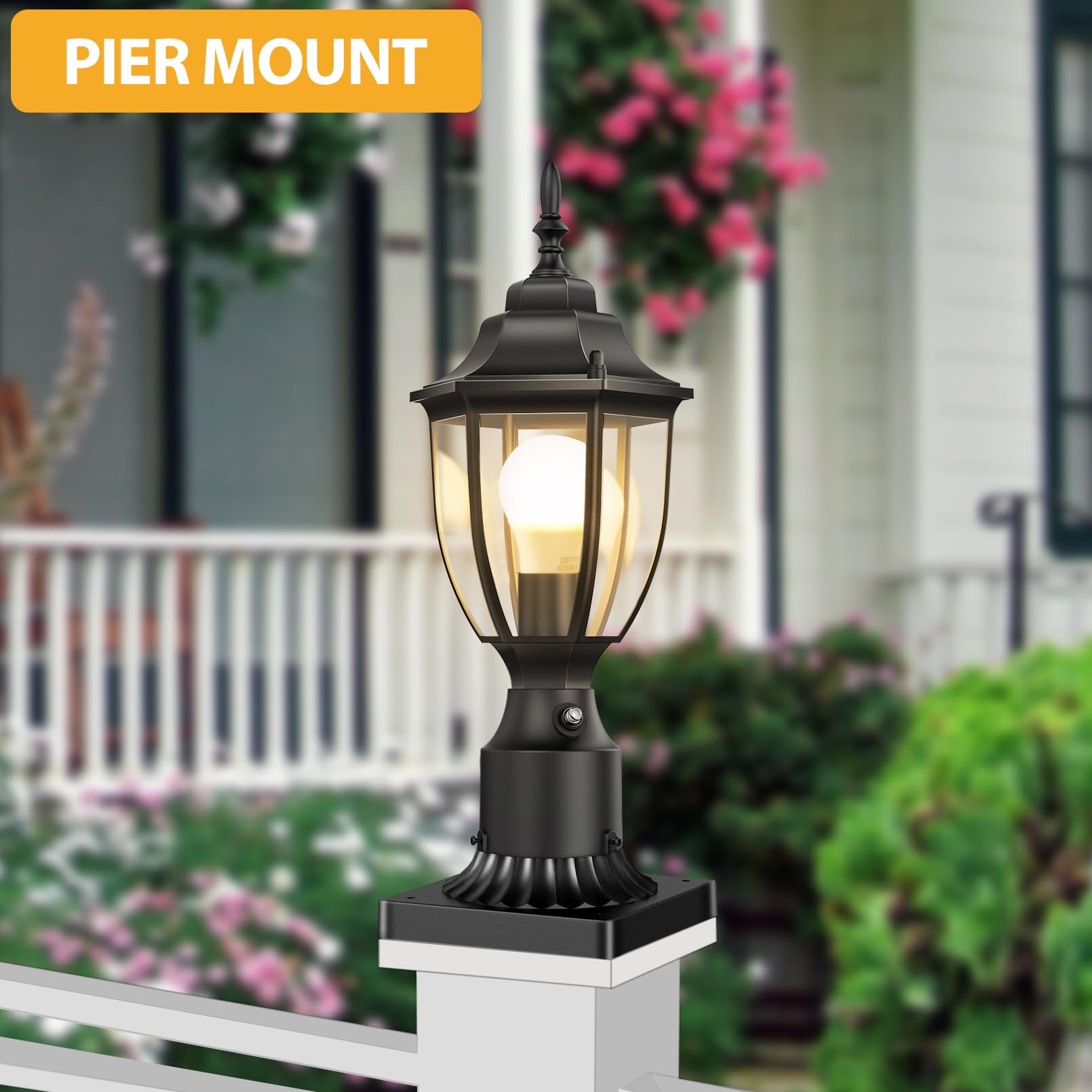 Lamomo Outdoor Post Lights, 2 Packs Dusk To Dawn Lamp Post Light Fixture, Waterproof Aluminum Lamp Posts Outdoor Lighting Pole L