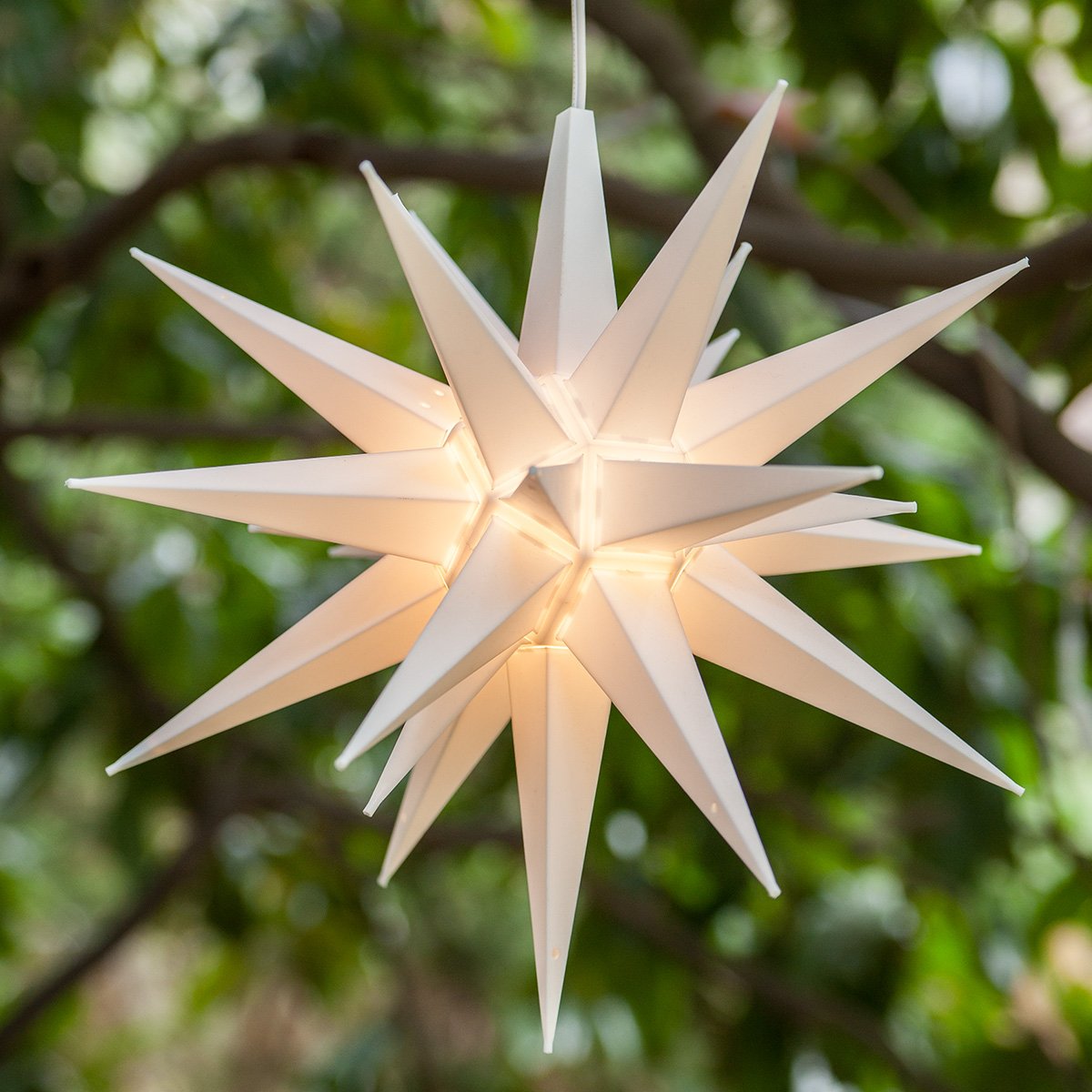 14'' White Star Outdoor Decoration, Christmas Led Star Decor, Moravian Star Christmas Light