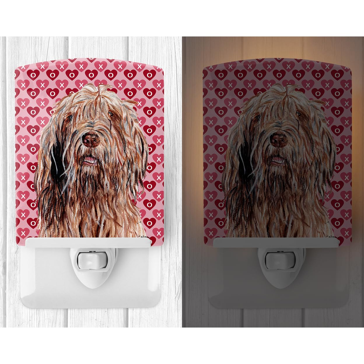 Carolines Treasures Ceramic Night Light, Otterhound Hearts Design, UL-Certified, 6x4x3in, Multicolor, Model SC9709CNL