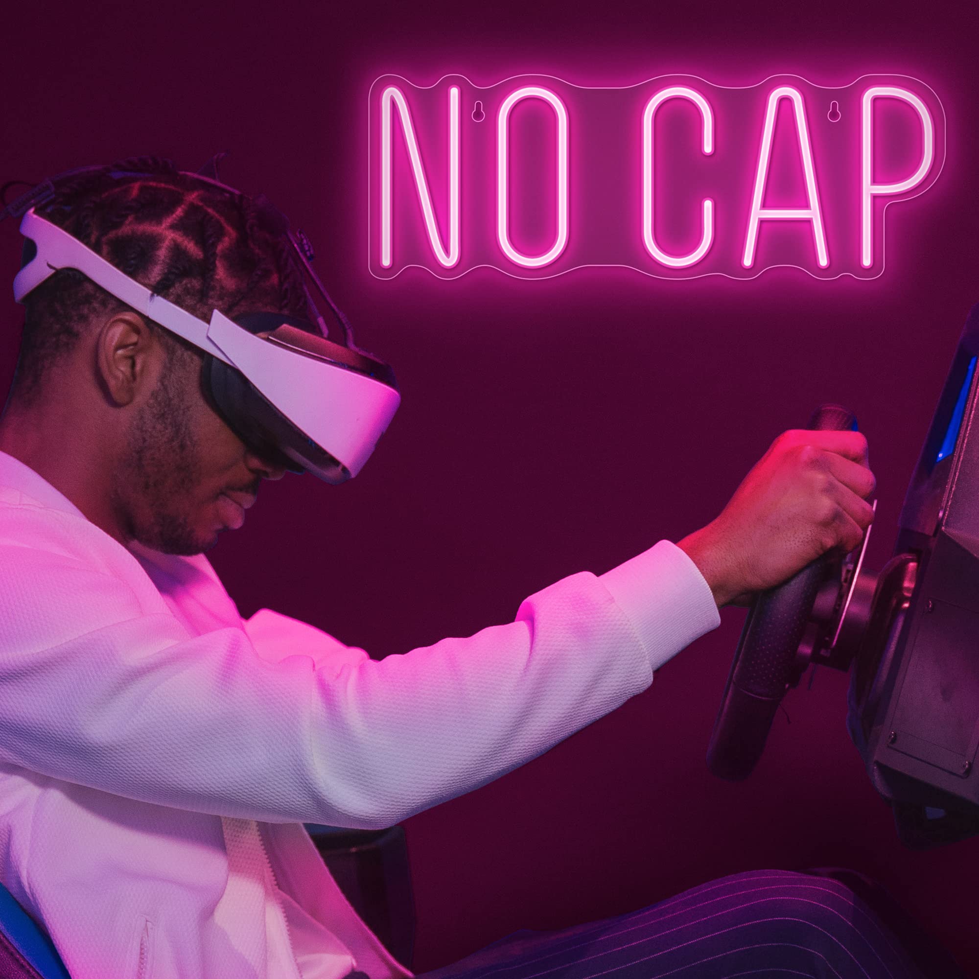 Lumoonosity No Cap Neon Sign - Acrylic LED Light for Gamers, 16.5 x 5.9-inch, NO CAP PINK, Model NS-NO CAP PINK