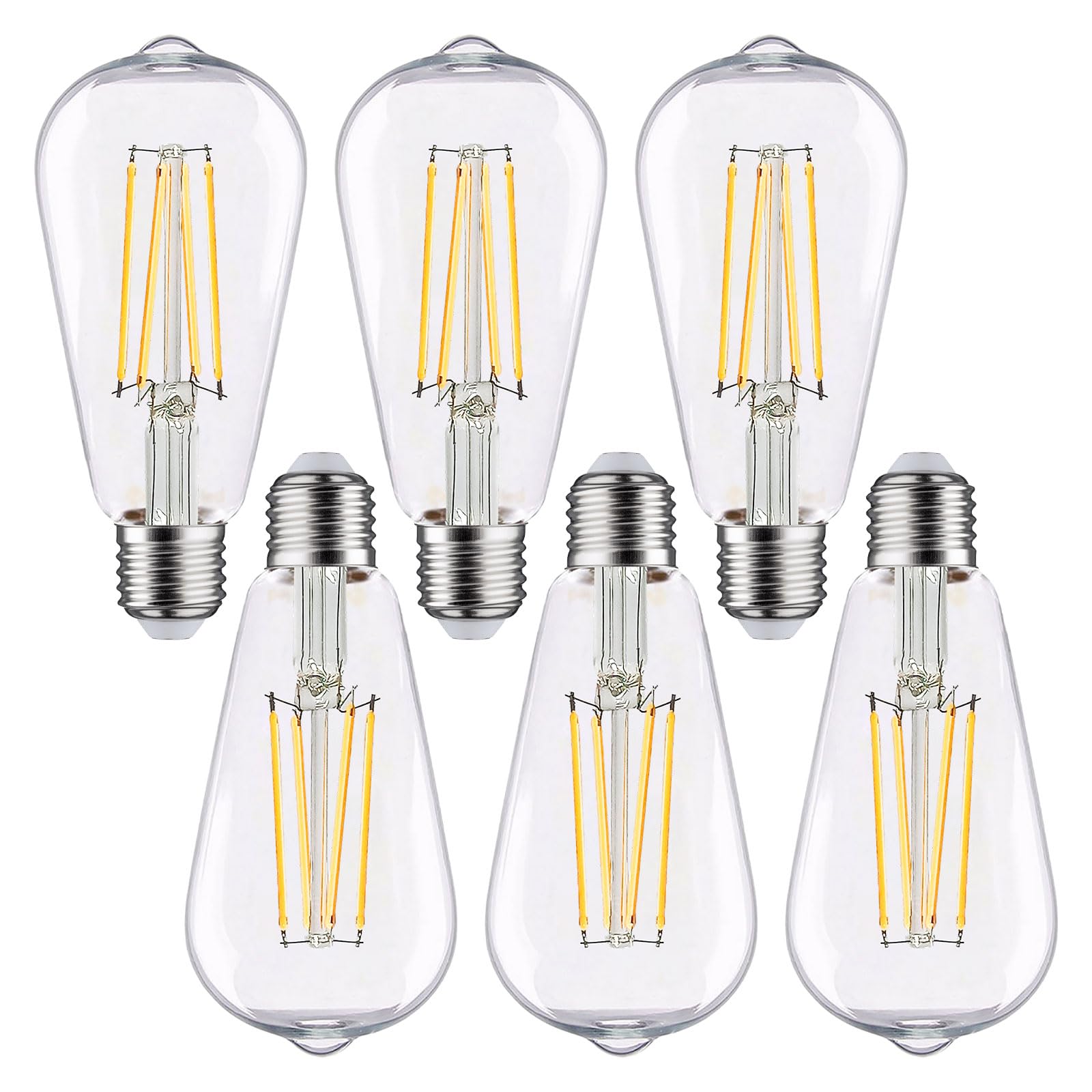 Listocasa St19 Vintage Led Edison Bulbs 5.5W(Equivalent 60W),650Lm St58 Antique Led Filament Bulbs Dimmable Natural Daylight Whi