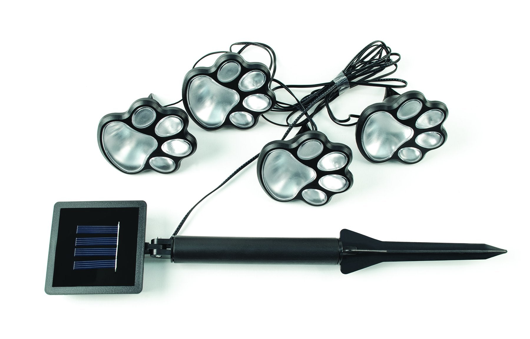 IdeaWorks JB7356 Solar Paw Print Outdoor Lights, Black