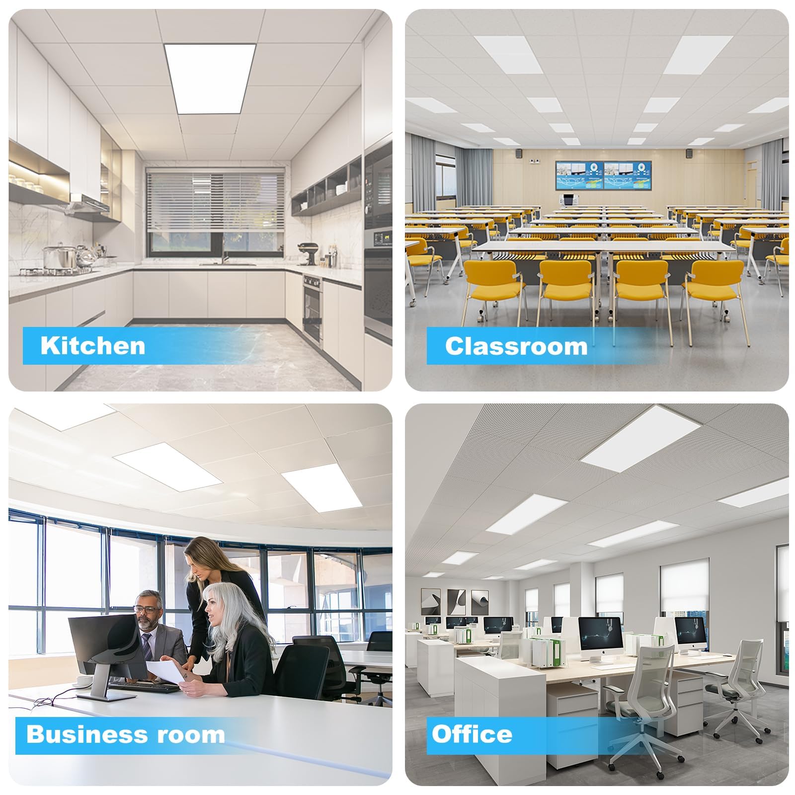 2X4 Led Flat Panel Light-6Pack 50W 6600Lm, Selectable Color Temperature 4000K/5000K/6000K Triac Dimming 10%-100%, Drop Ceiling O