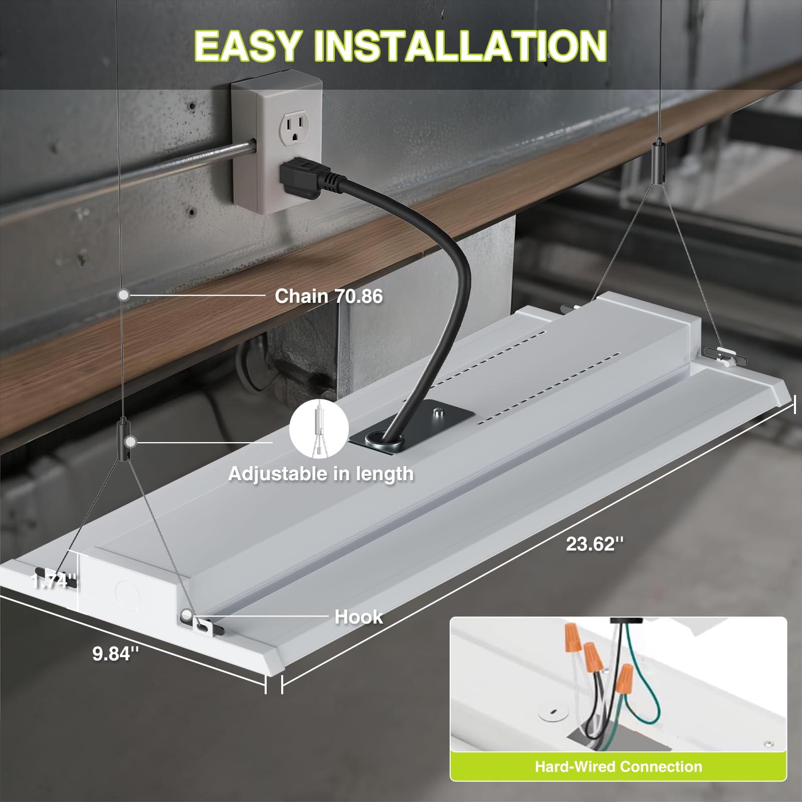 Yxl Led Linear High Bay Shop Light 210W  Larger Central Lighting Area  31500Lm  120-277V  0-10V  5000K  Commercial Linear High Bay Led Shop Lights For Warehouse Industrial Garage Workshops  Ul
