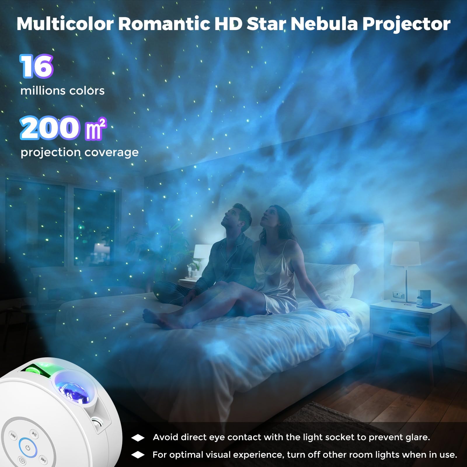 V JULES.V Smart Star Light Projector - Galaxy Projector with 6 Slides, APP & Voice Control, 24H Timer, White (SK17-White)