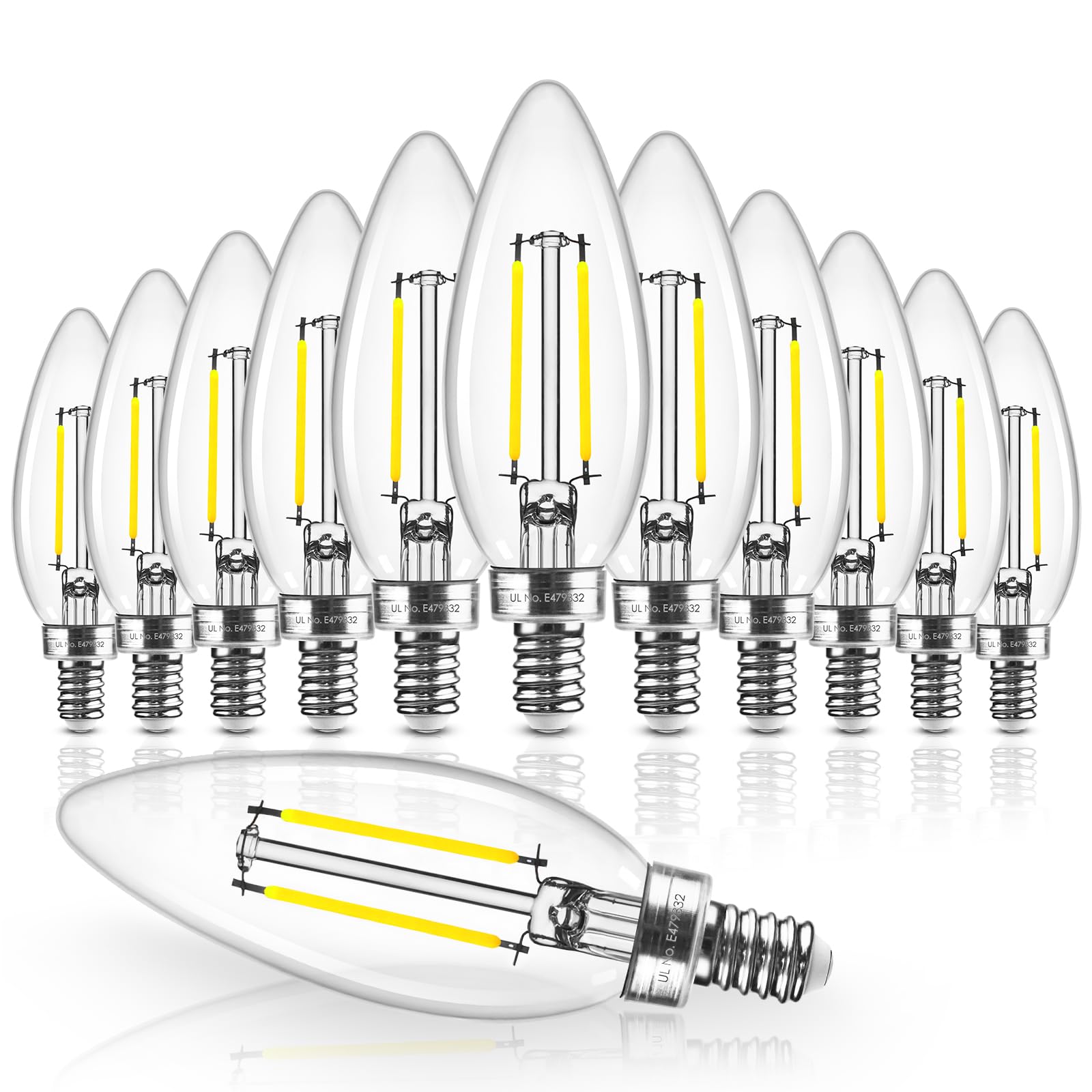 Hizashi E12 Candelabra Bulb 40 Watt Equivalent, Dimmable Candelabra Led Light Bulbs 5000K Daylight, 90+Cri 4W 450Lm B10 Led Cand