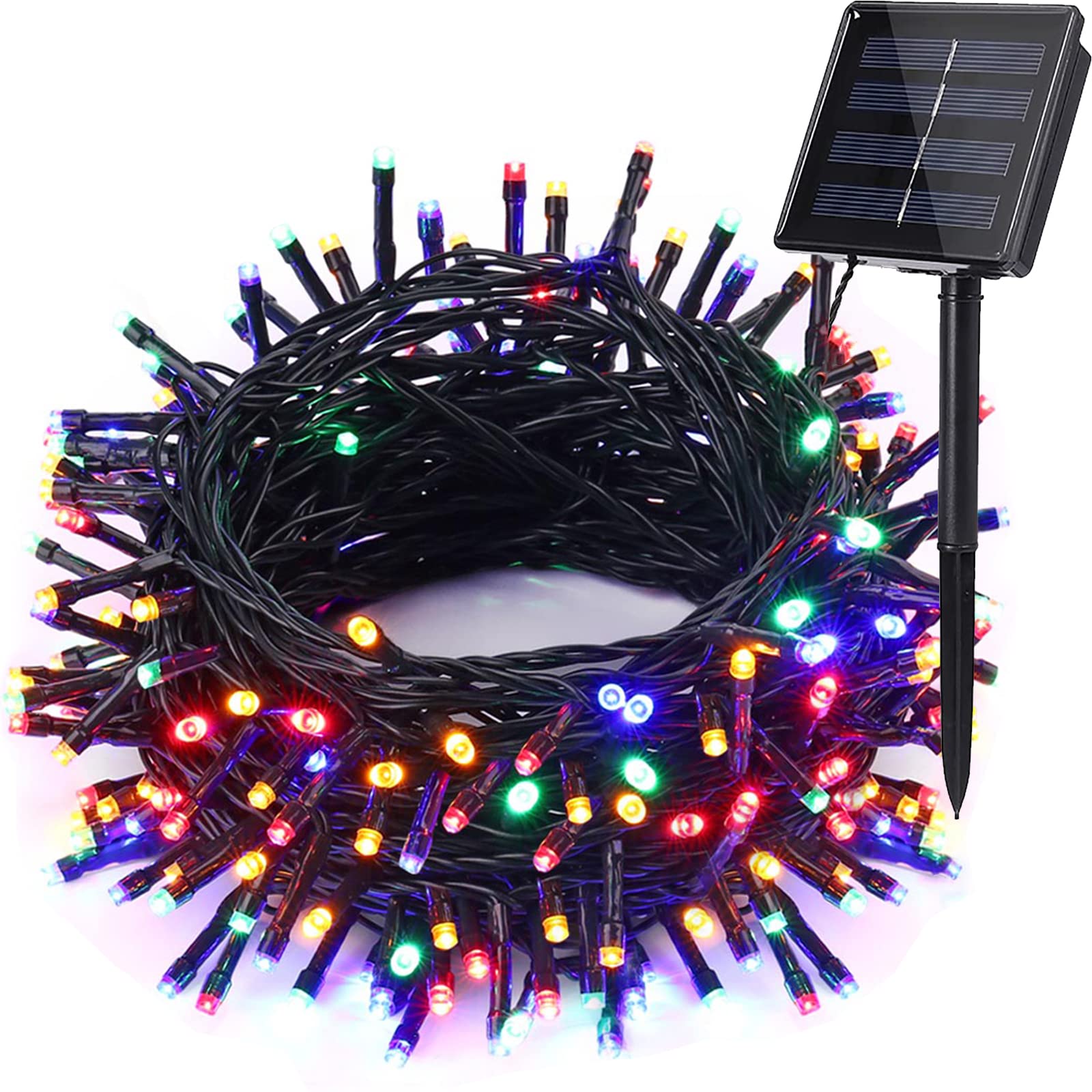 iShabao Solar Fairy String Lights, 100 LED, 33ft, Waterproof, Multicolor for Outdoor Decor, Garden, Party, Wedding, Holiday