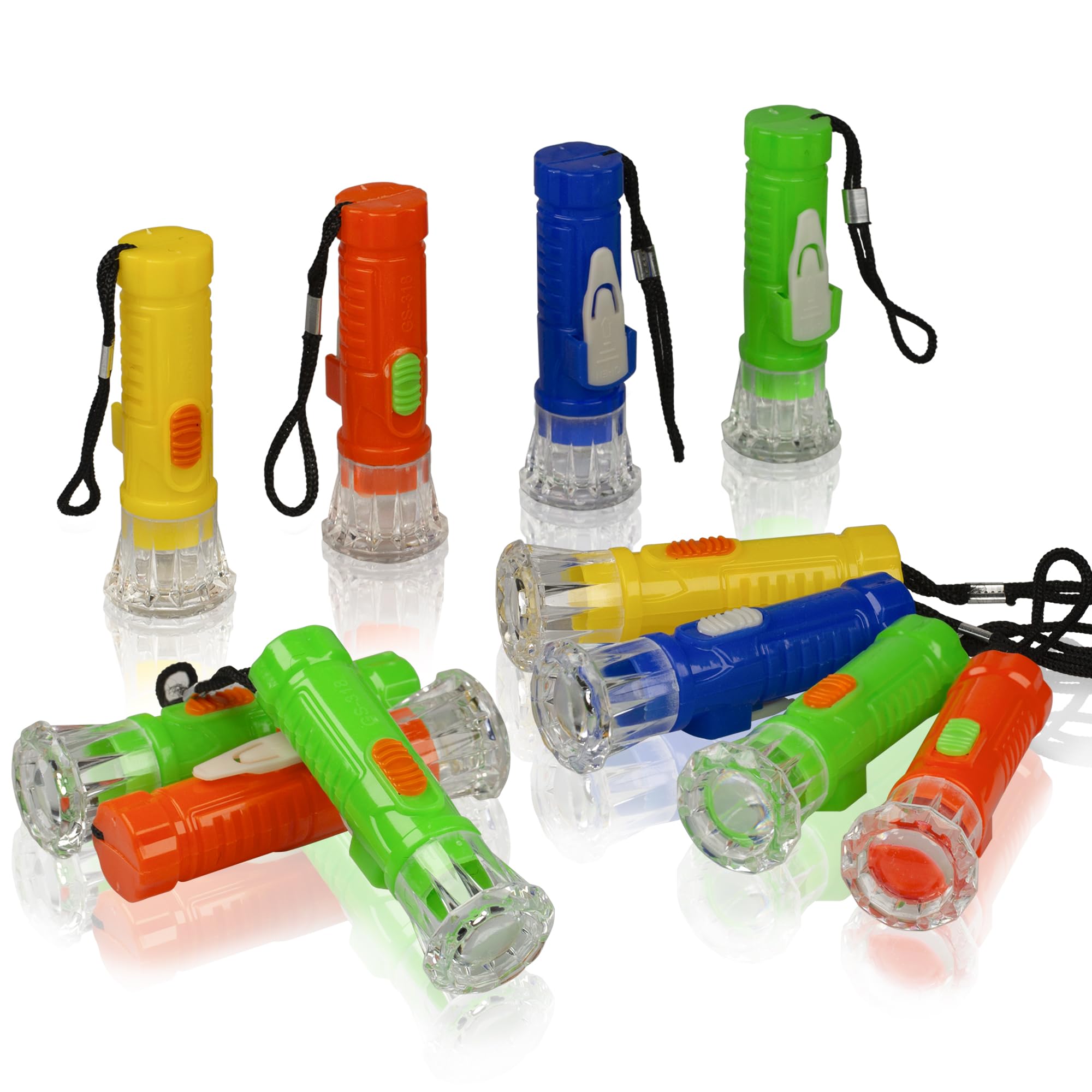 PROLOSO 50PCS Small Flashlights with Lanyard Miniature Handheld Torch for Kids Hiking Camping Glow in the Dark Party Favors Clas