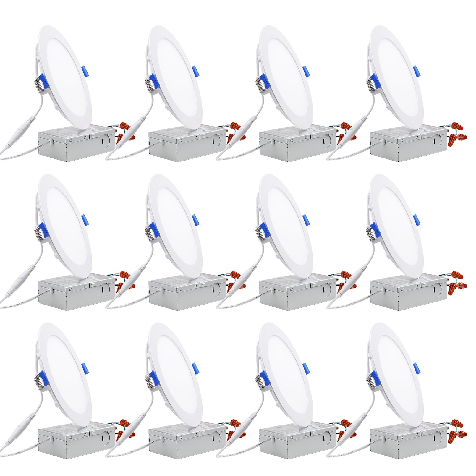 Torchstar TORCHSTAR 12-Pack Essential Series 6 Inch Ultra-Thin LED Recessed ...