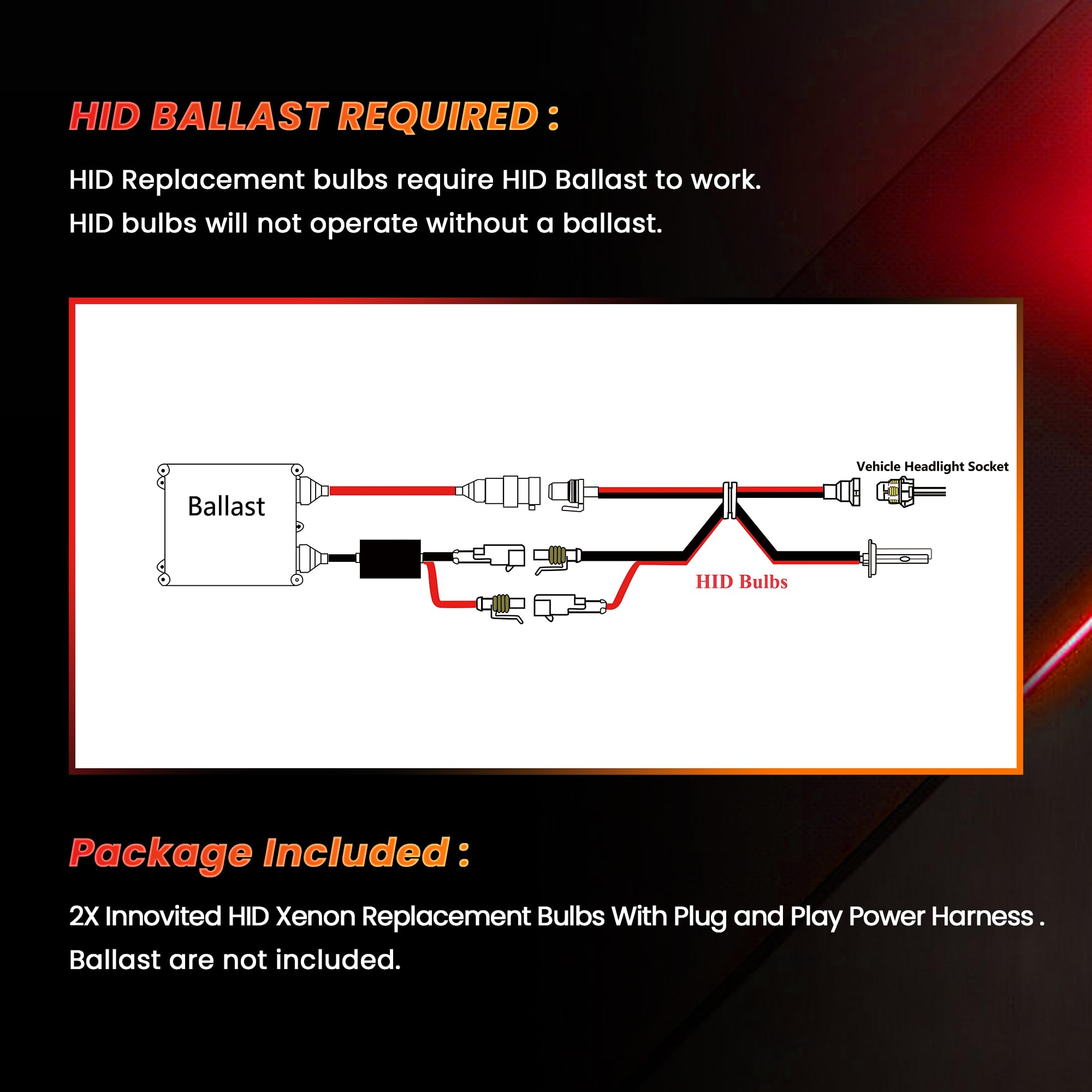 Innovited HID Xenon 9004 9007 6000K (Low Beam Only) Replacement Bulbs (1 Pair) Diamond White