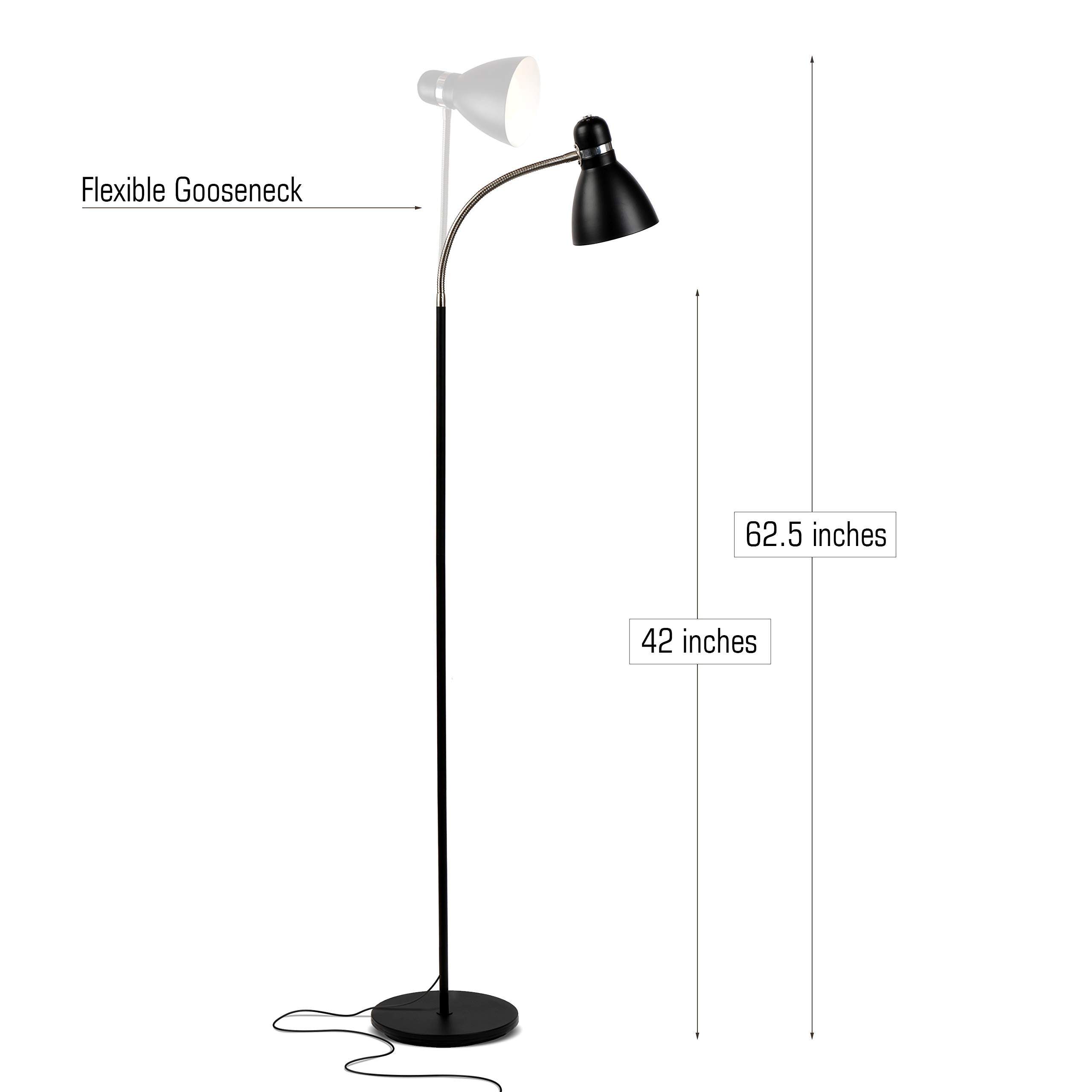 Brightech Avery Dimmable Floor Lamp - Modern Metal Standing Lamp for Reading, Black, Model FL-AVRY-BLK