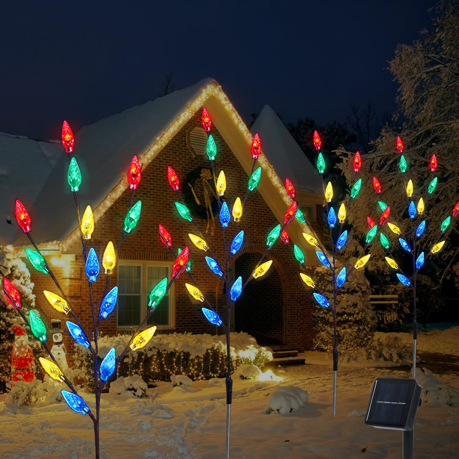 Cmuloiet 4 Sets Solar Christmas Tree Lights - Ip65 Waterproof, 80Pcs Multicolor C6 Led For Outdoors