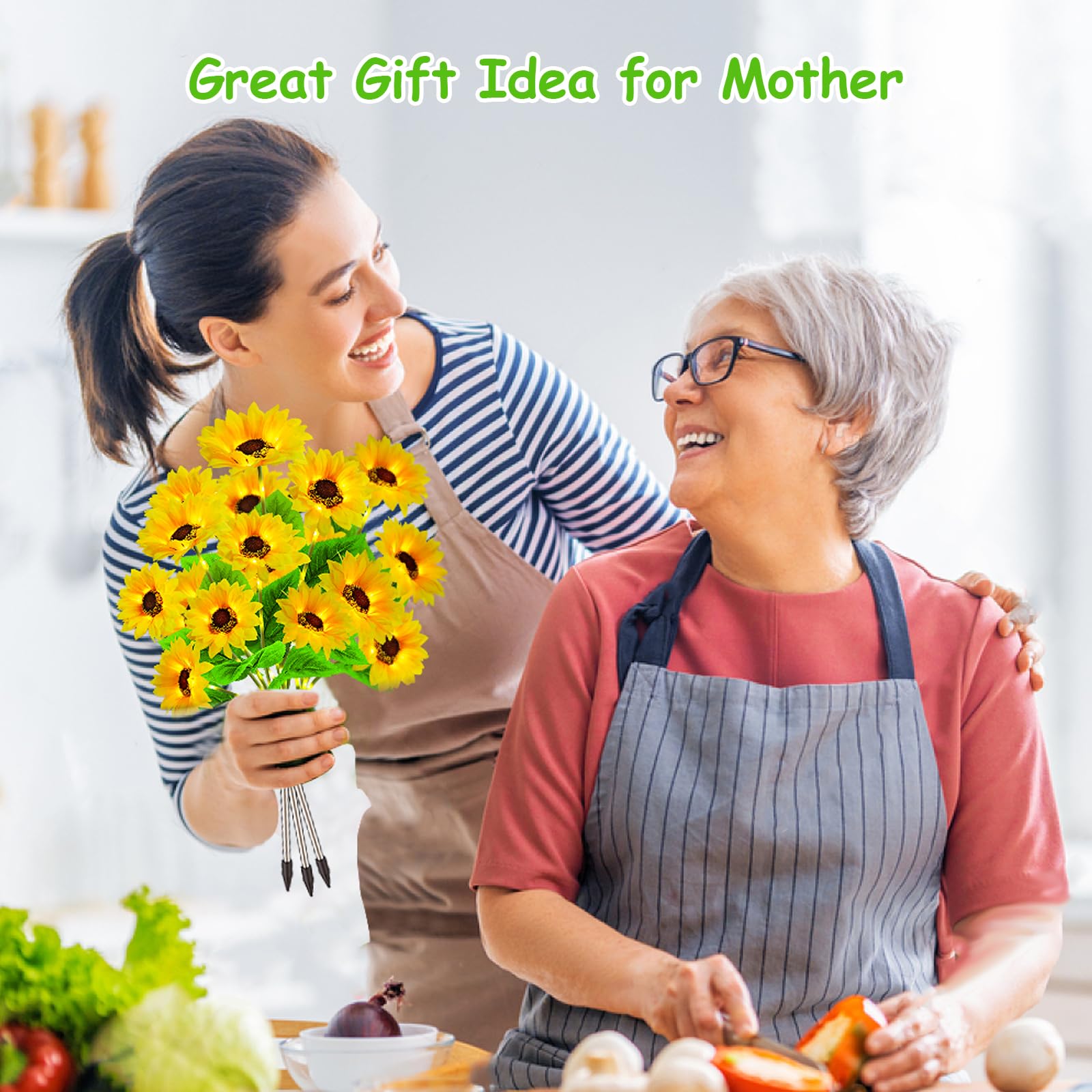 Garpar Solar Sunflower Lights, 6 Pack, Waterproof Outdoor Decor, Yellow ABS, Auto On/Off Garden Lights, Perfect Gift for Mother