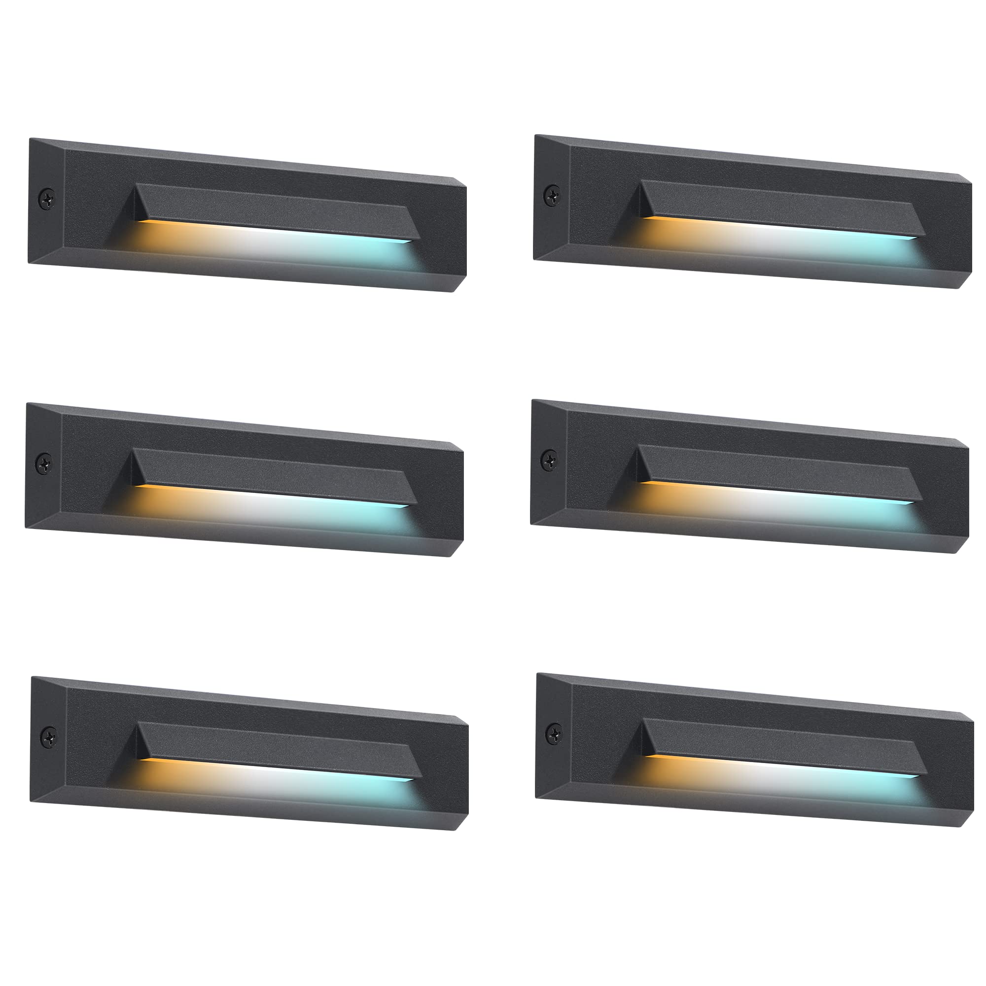CLOUDY BAY LED Step Lights [6 Pack] 12-24V 2.5W Outdoor Lighting, Black Aluminum Finish, Wet Location, Landscape Riser Light