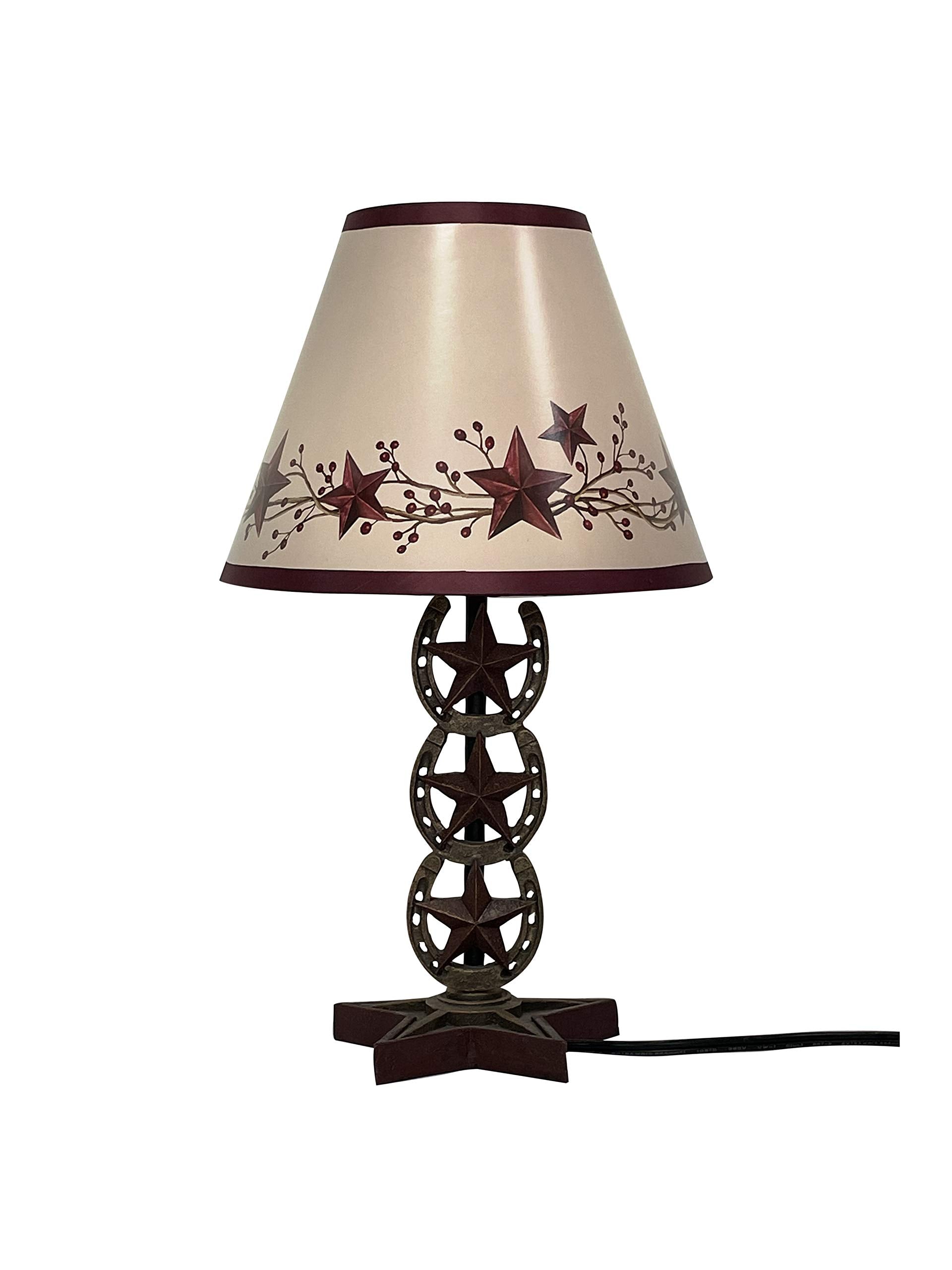 NC Vintage Hand discomfort-reducingted Resin Table Lamp, Western Horseshoe Design, Brown + Red, Model zx-001