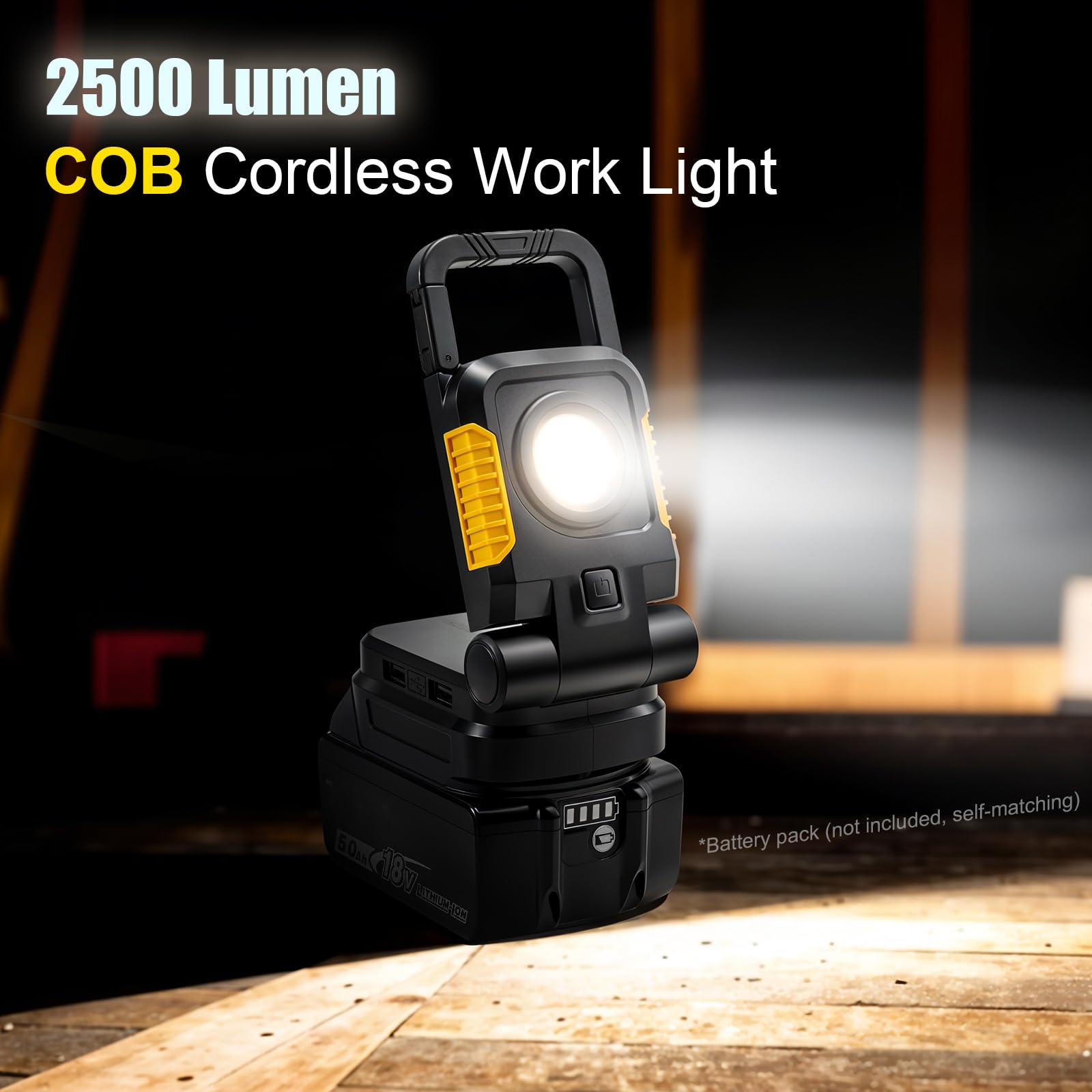 Tresda 18V/20V Cordless Super Bright Cob Led Work Light - 3 Light Modes, Makita 20V Max Battery Compatible, Upgraded Low Voltage