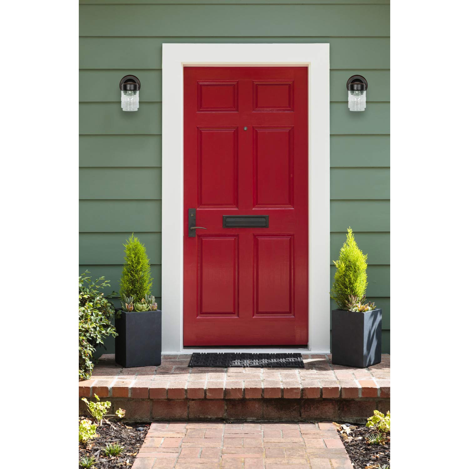 Design House 587311 Jelly Jar Classic 1-Light 2-Pack Indoor/Outdoor Wall Light With Clear Ribbed Glass For Entryway Porch Patio,