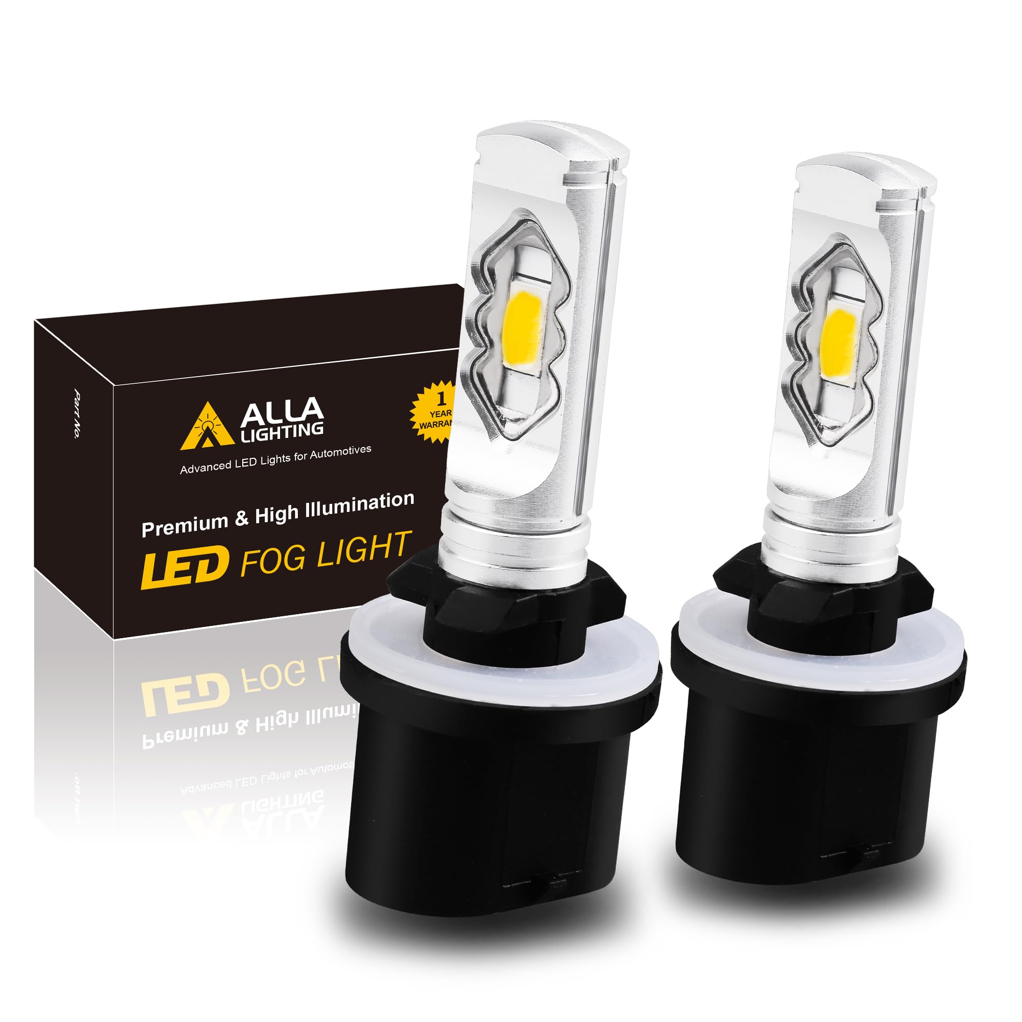 Alla Lighting 3800Lm 899 880 Led Fog Light Bulbs  Super Bright Pg13 Base 884 885 887 893 H27 H32  Eti 56-Smd (3000K Golden Yellow)