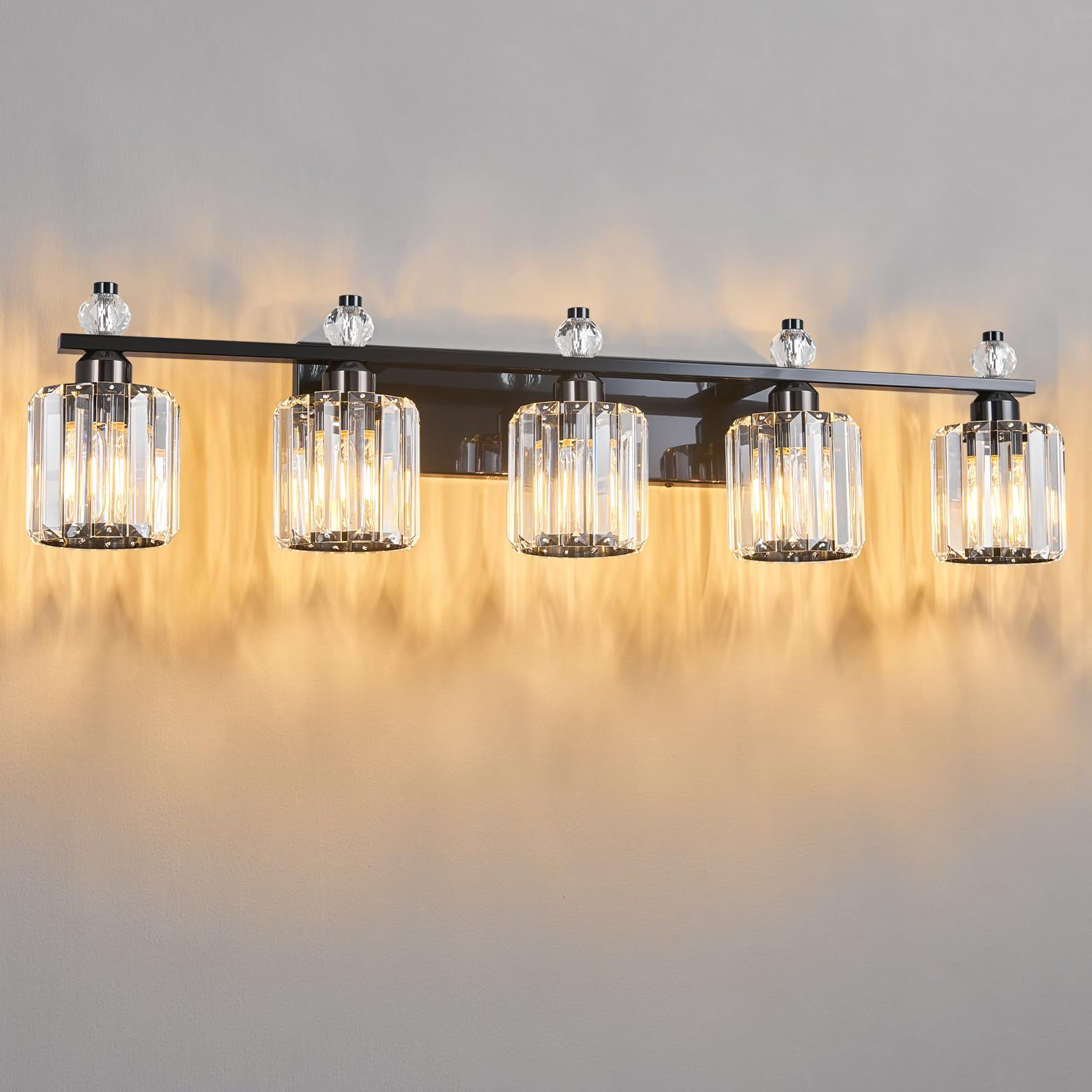 FDPBY Bathroom Vanity Lights 5-Light Modern Crystal Fixture Plating Black Model 291