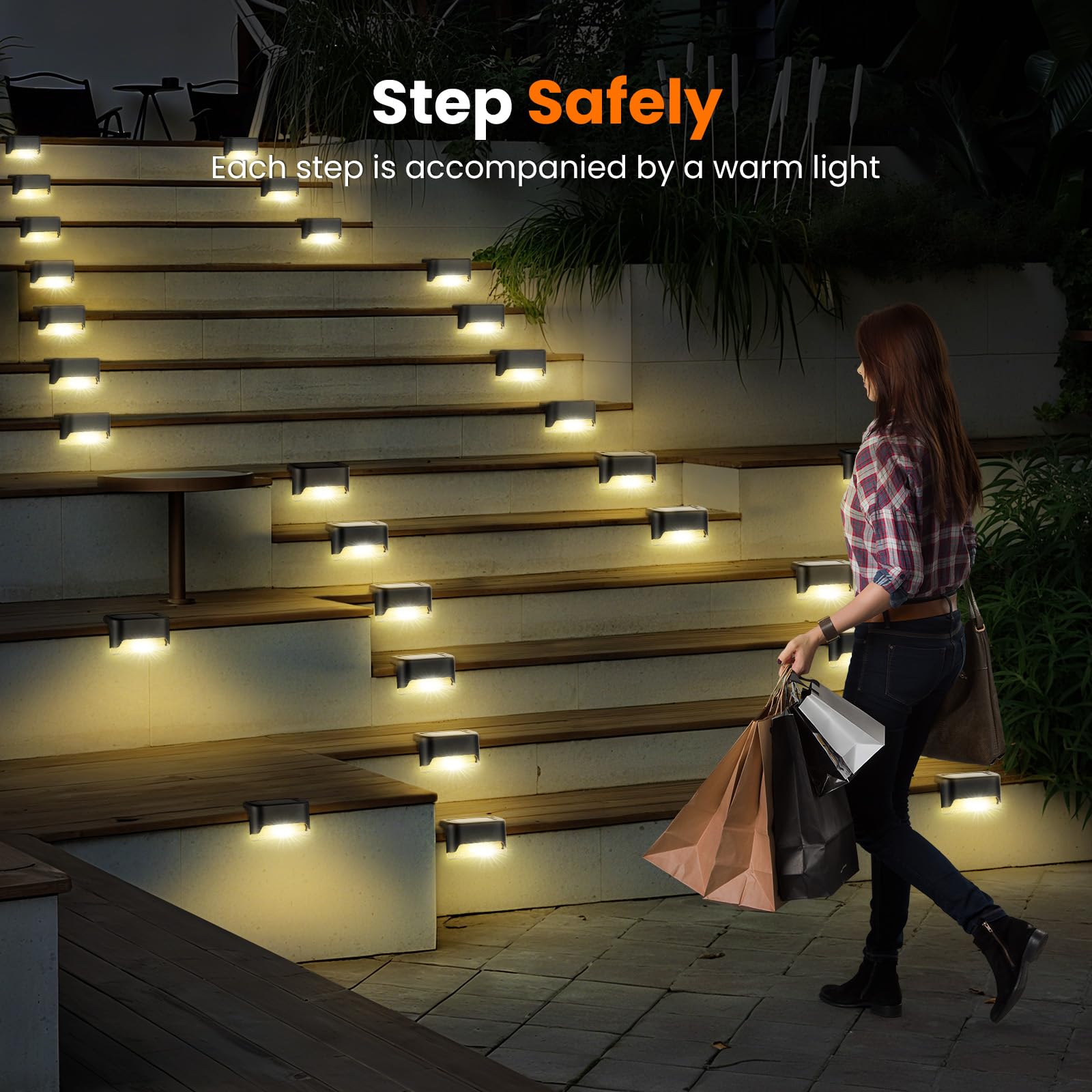 HLCZLUZ Solar Deck Lights, 16 Pack LED Waterproof Outdoor Lights for Stairs, Steps, Fence, Railing, Pathway (16)