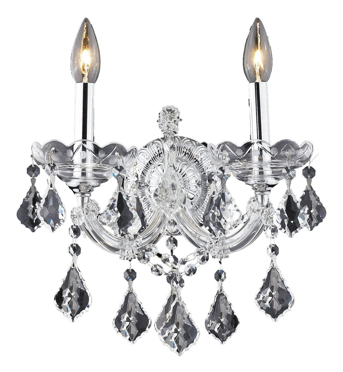 Elegant Lighting 2800W2C-Gt-Rc 12 W X 12 H In. Maria Theresa Collection Wall Sconce - Royal Cut44; Chrome Finish
