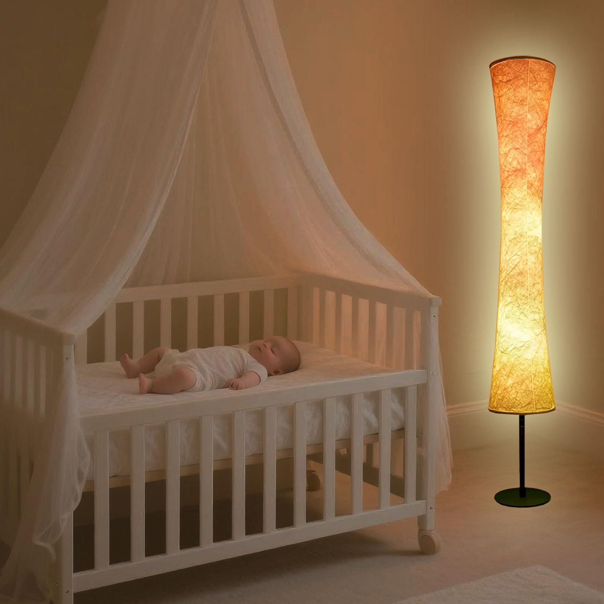 AKT LIGHTING 59'' Smart LED Floor Lamp, RGB Color Changing, Music Sync, Remote Control, Fabric Design for Bedroom & Living Room