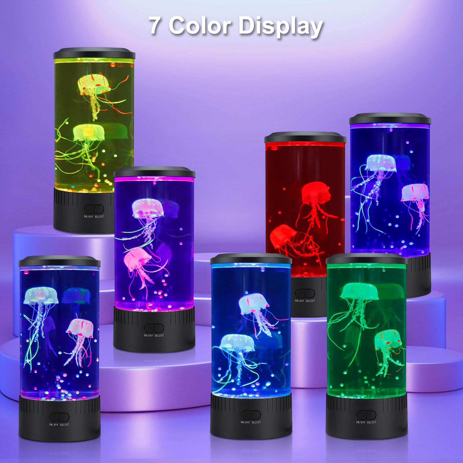Relity Jellyfish Tank Table Lamp Remote Control With Color Changing Light Gift For Kids Men Women Home Deco For Room Mood Light